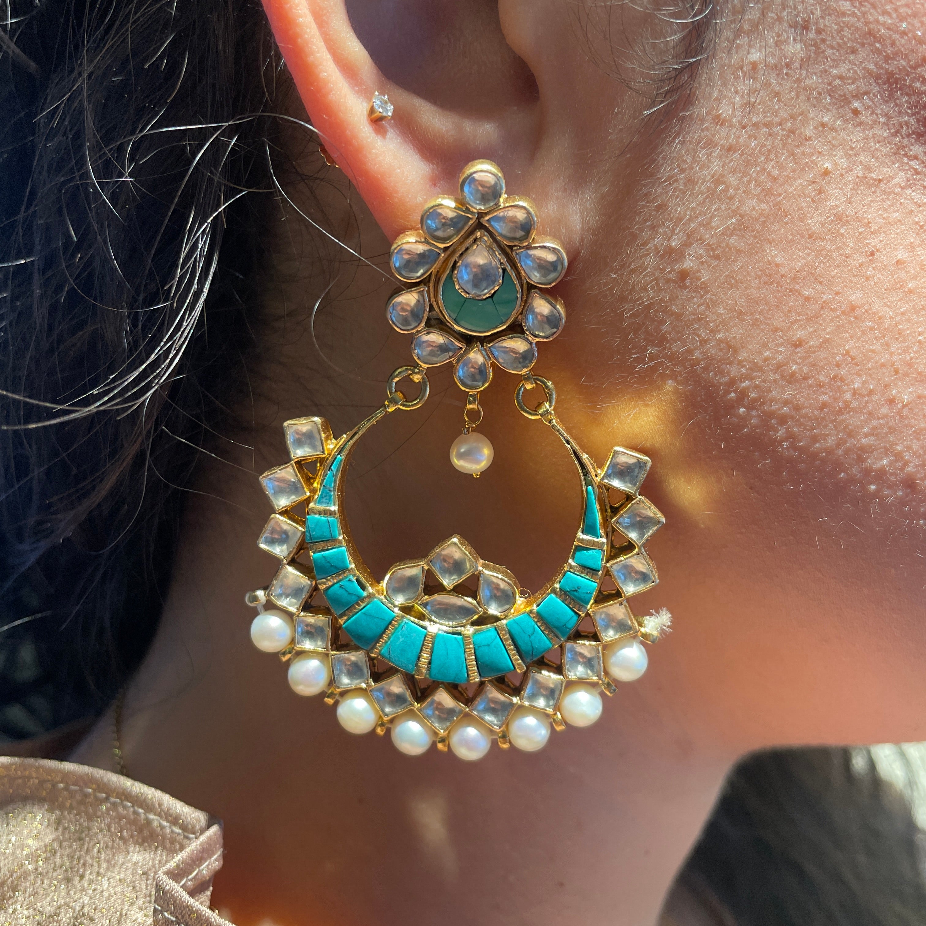 Azure Enchantment Chaandbali - Turquoise