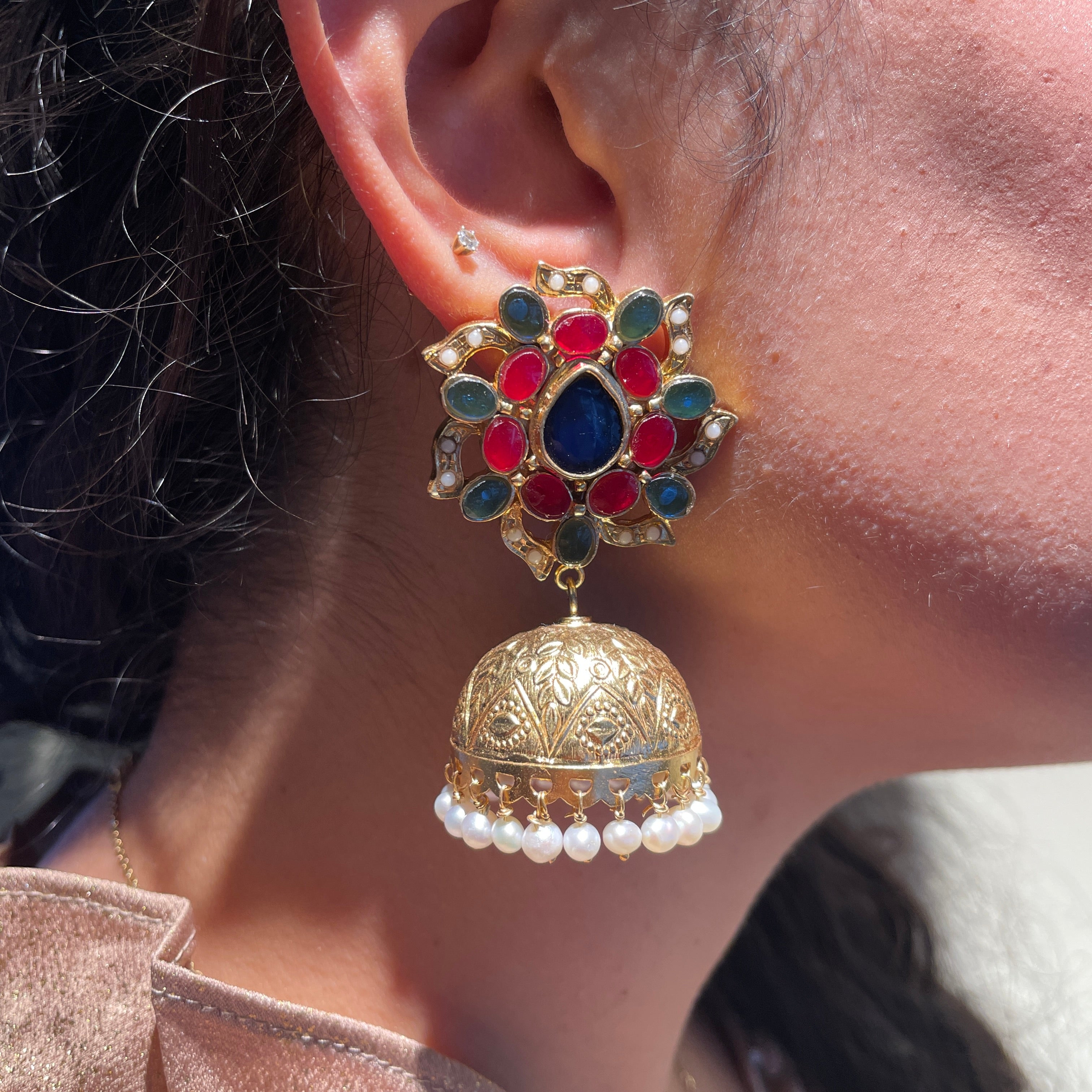 Tricolor Elegance Jhumka