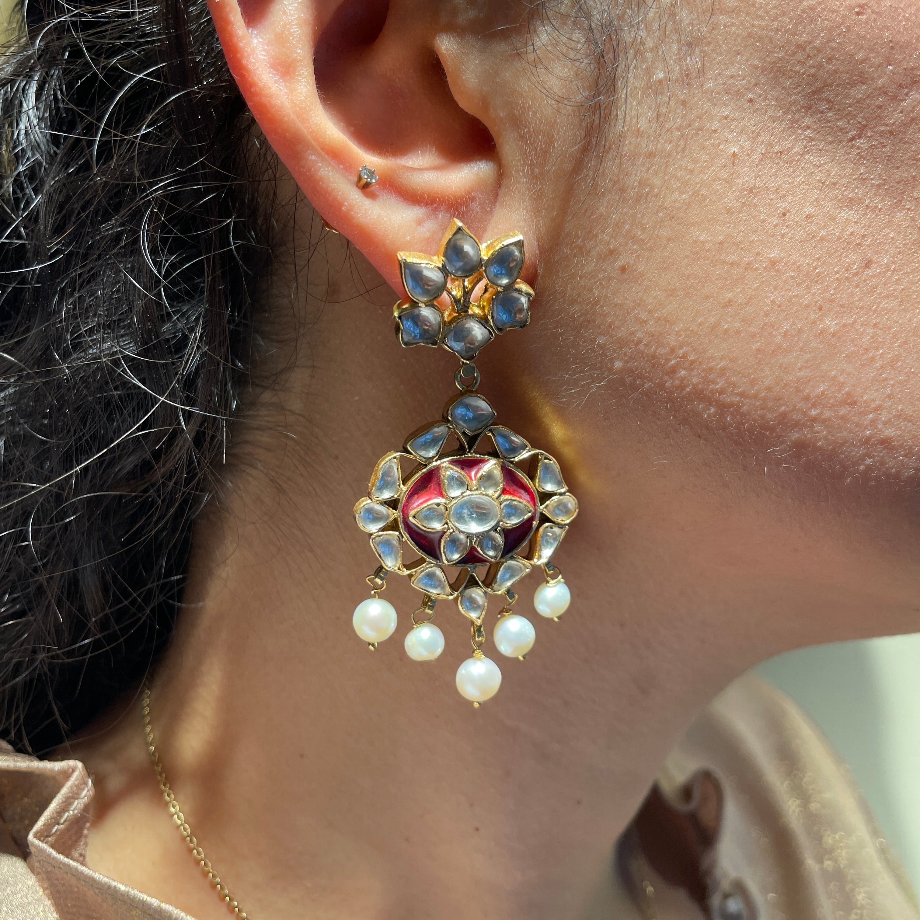 Meenakari Earrings - Red