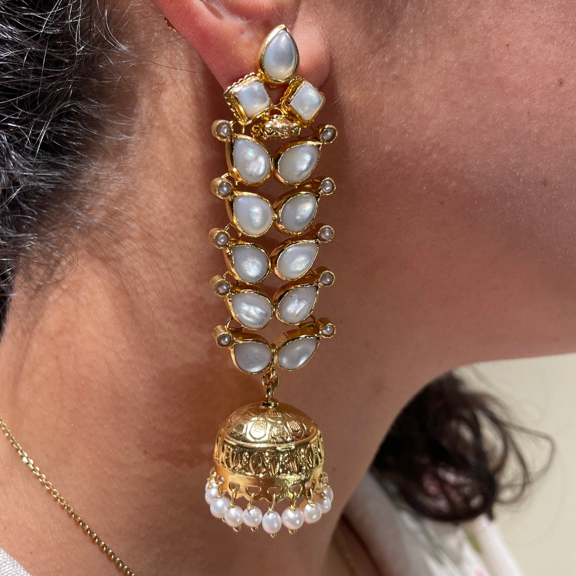 Leafy Luster Jhumka Earrings