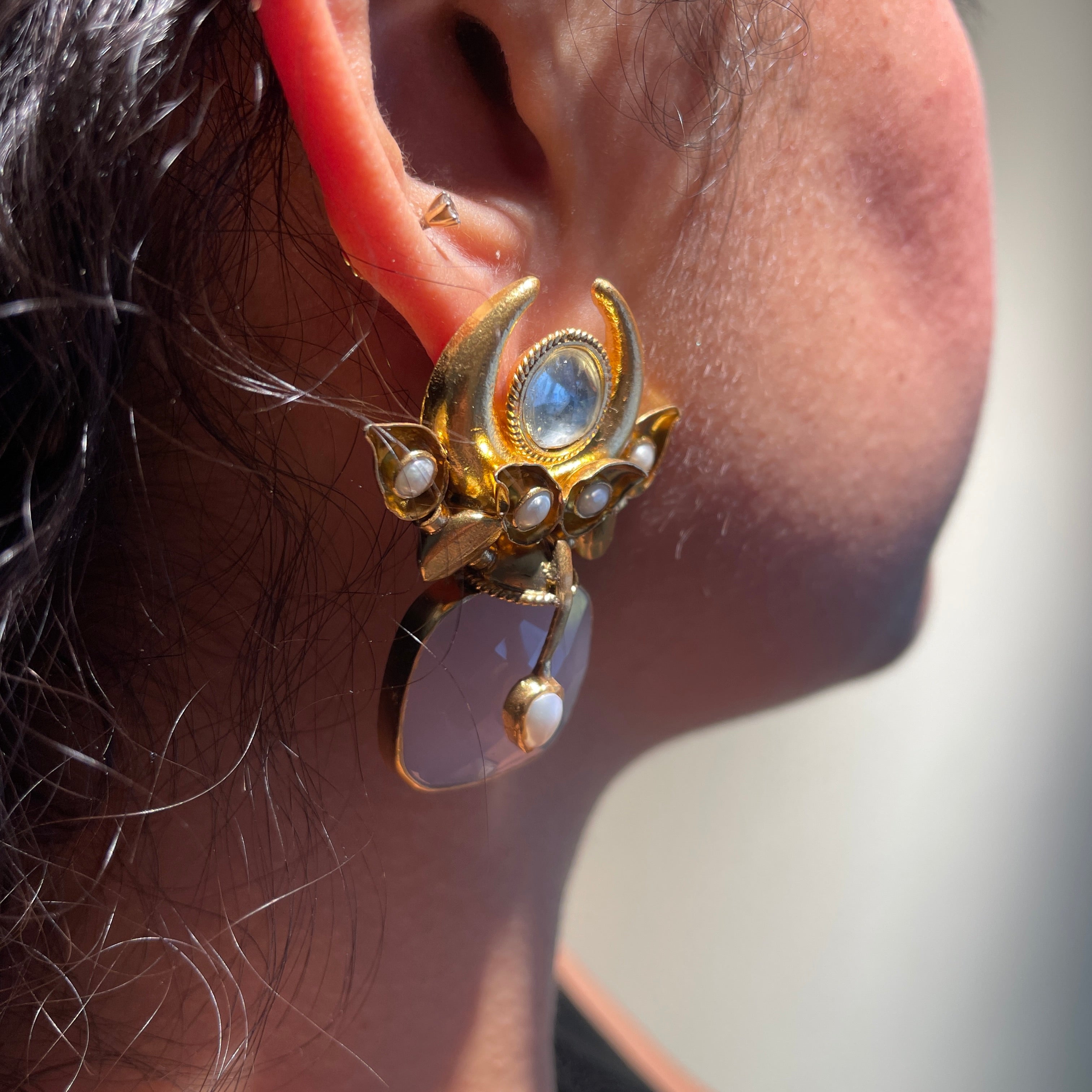 Devi Earrings - Rose Quartz