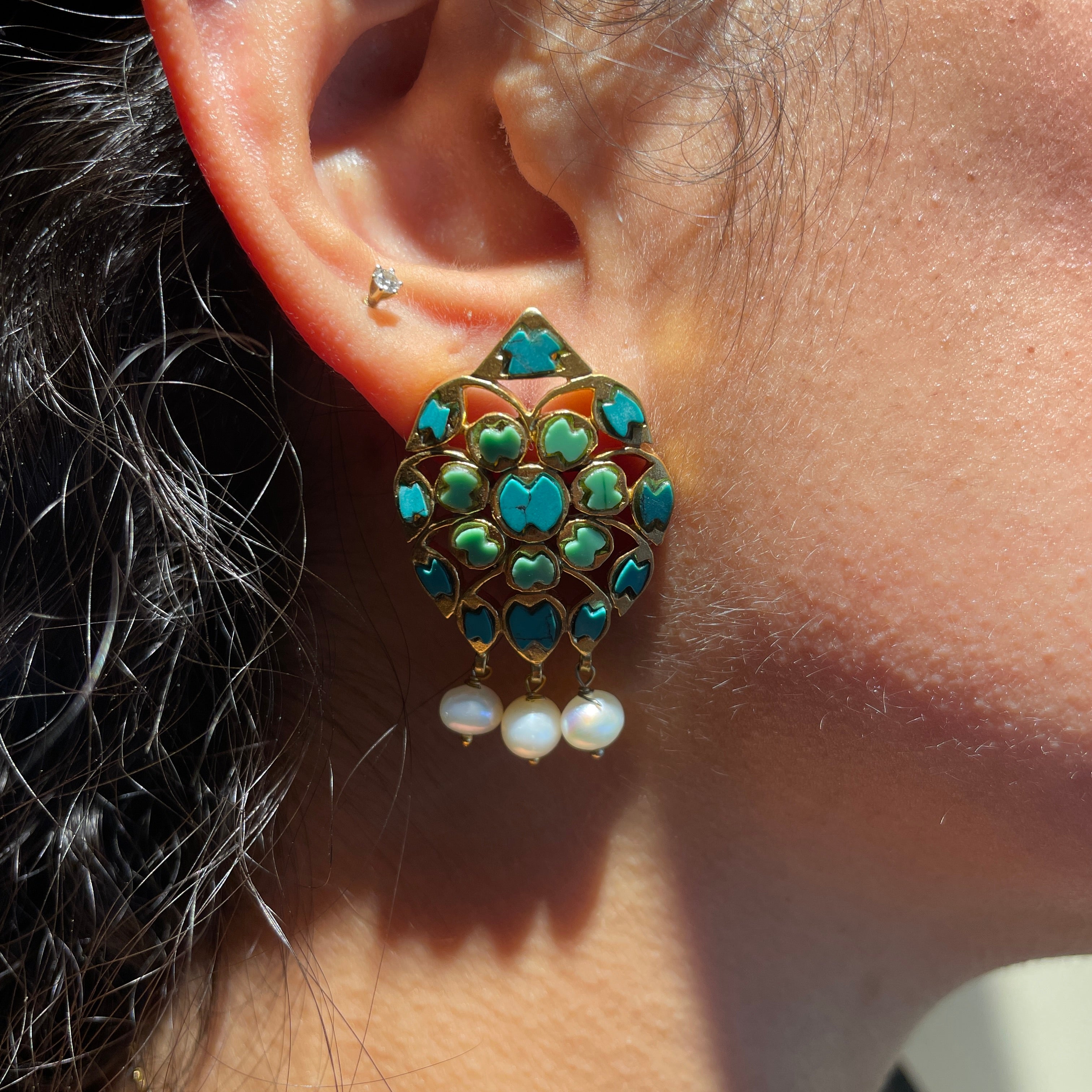 Leaf Studs - Turquoise