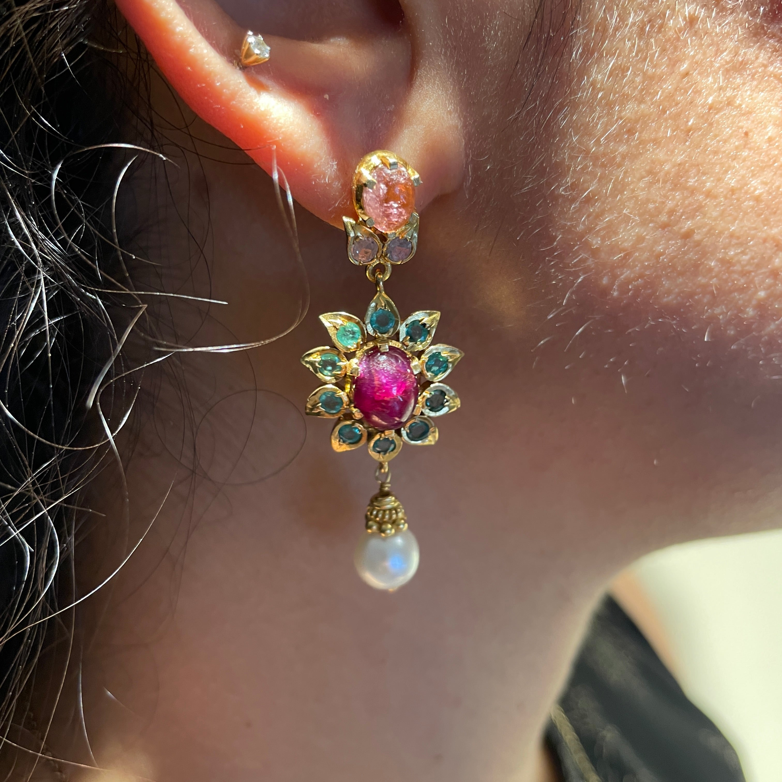 Blush Flower Gem Earrings