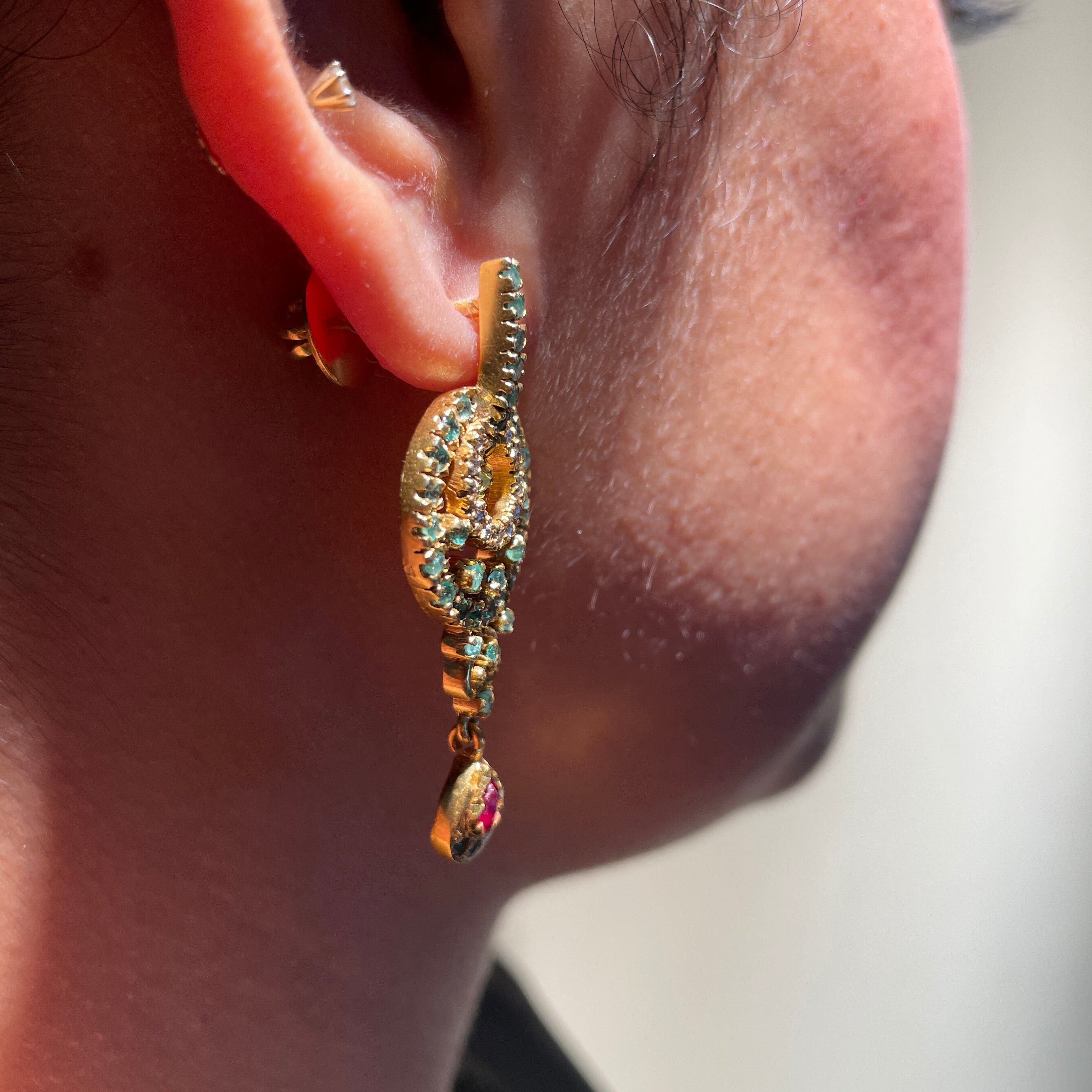 Emerald Orbit Droplet Earrings