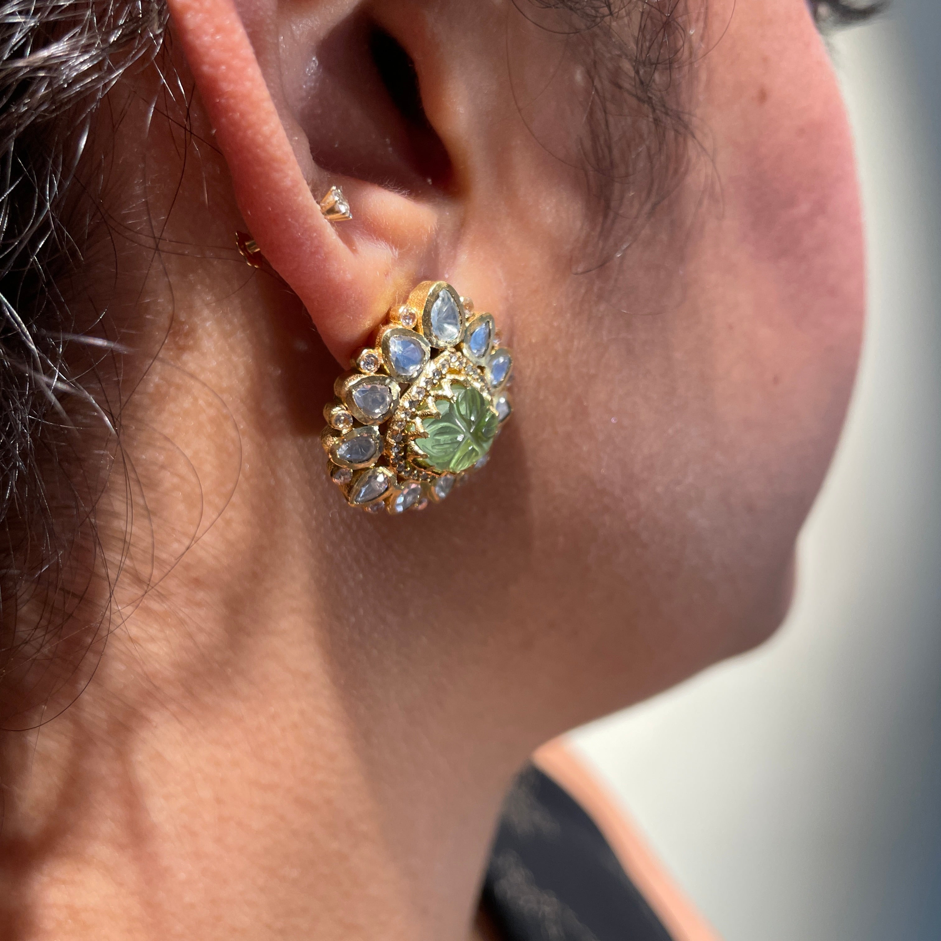 Lustrous Jade Teardrop Studs