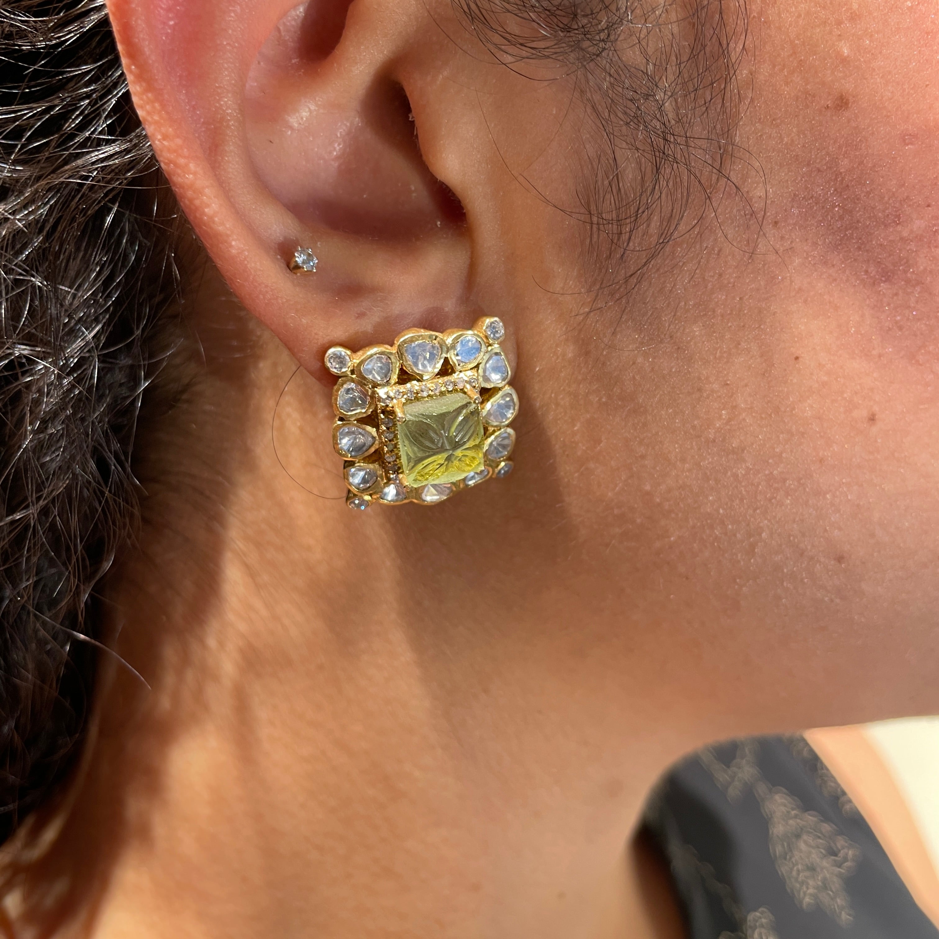 Lustrous Jade Square Studs