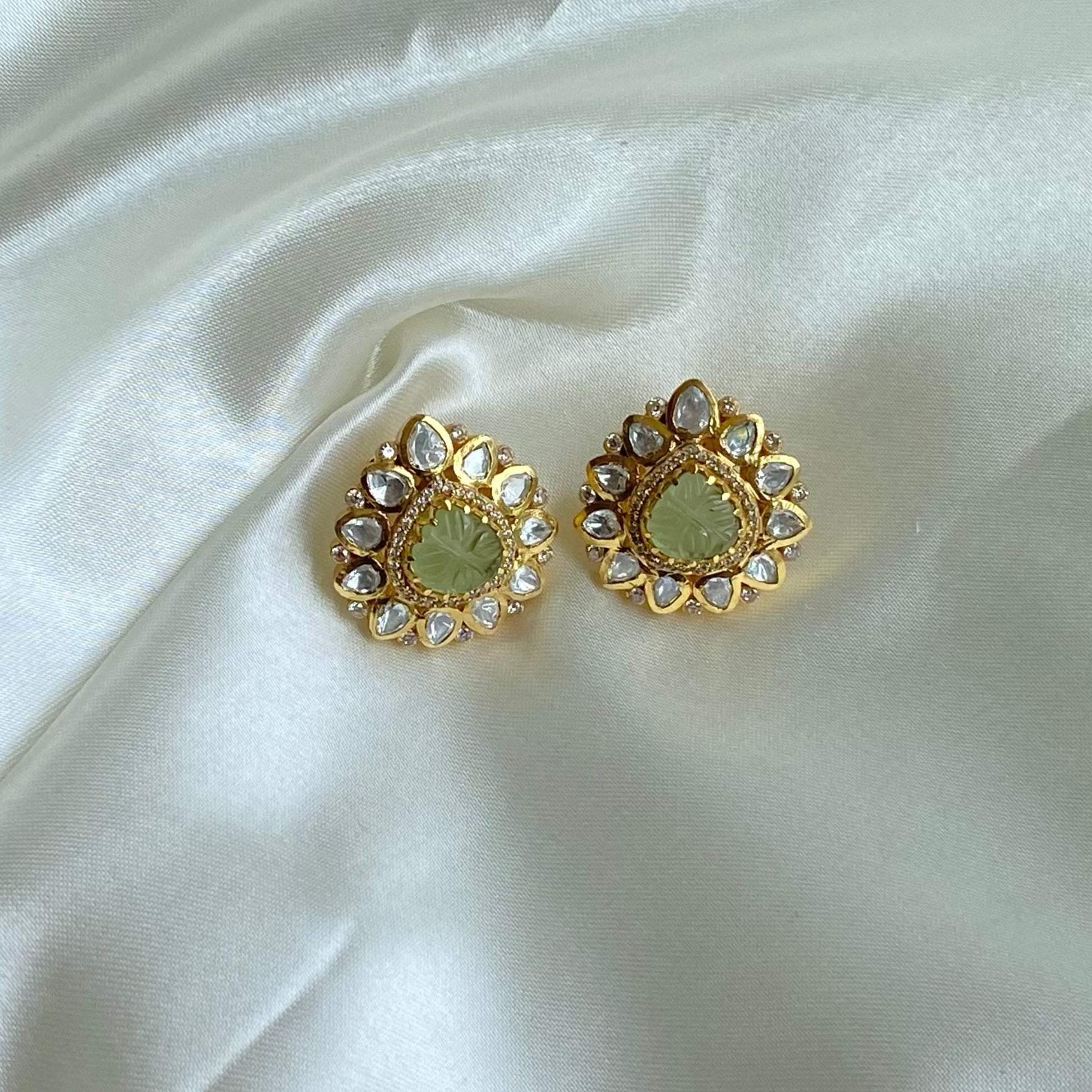 Lustrous Jade Teardrop Studs