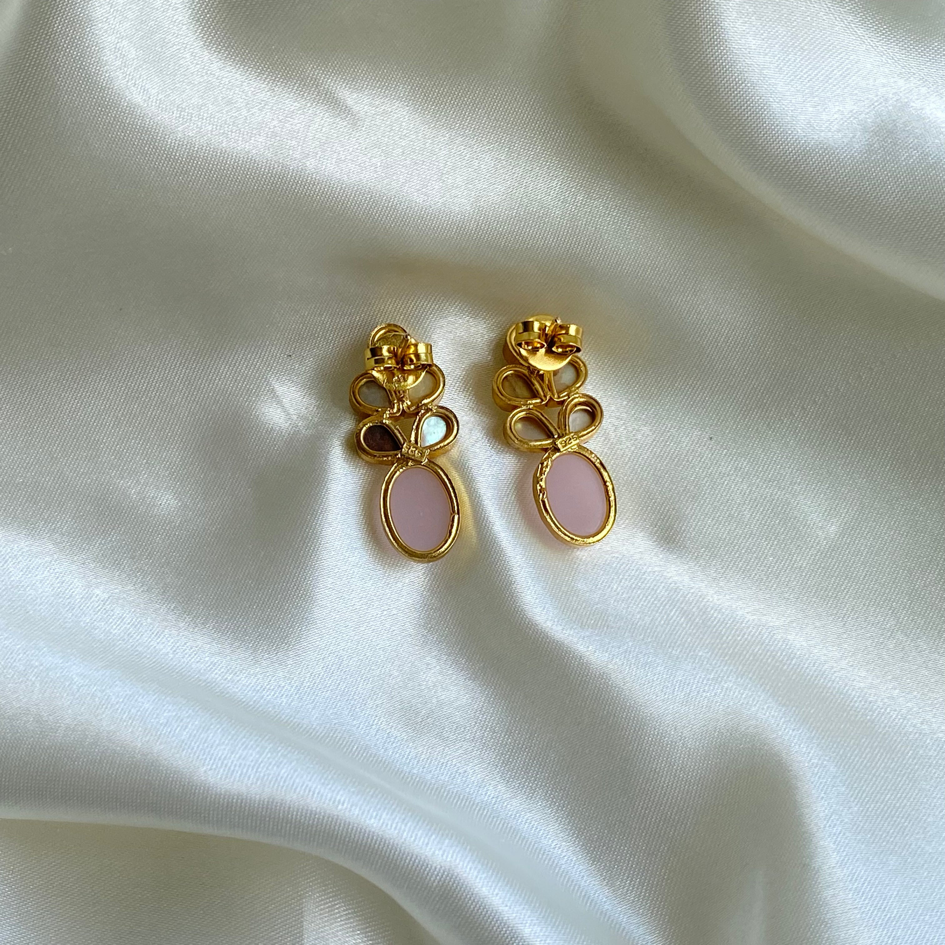 Fleur Studs - Mother of Pearl and Pink