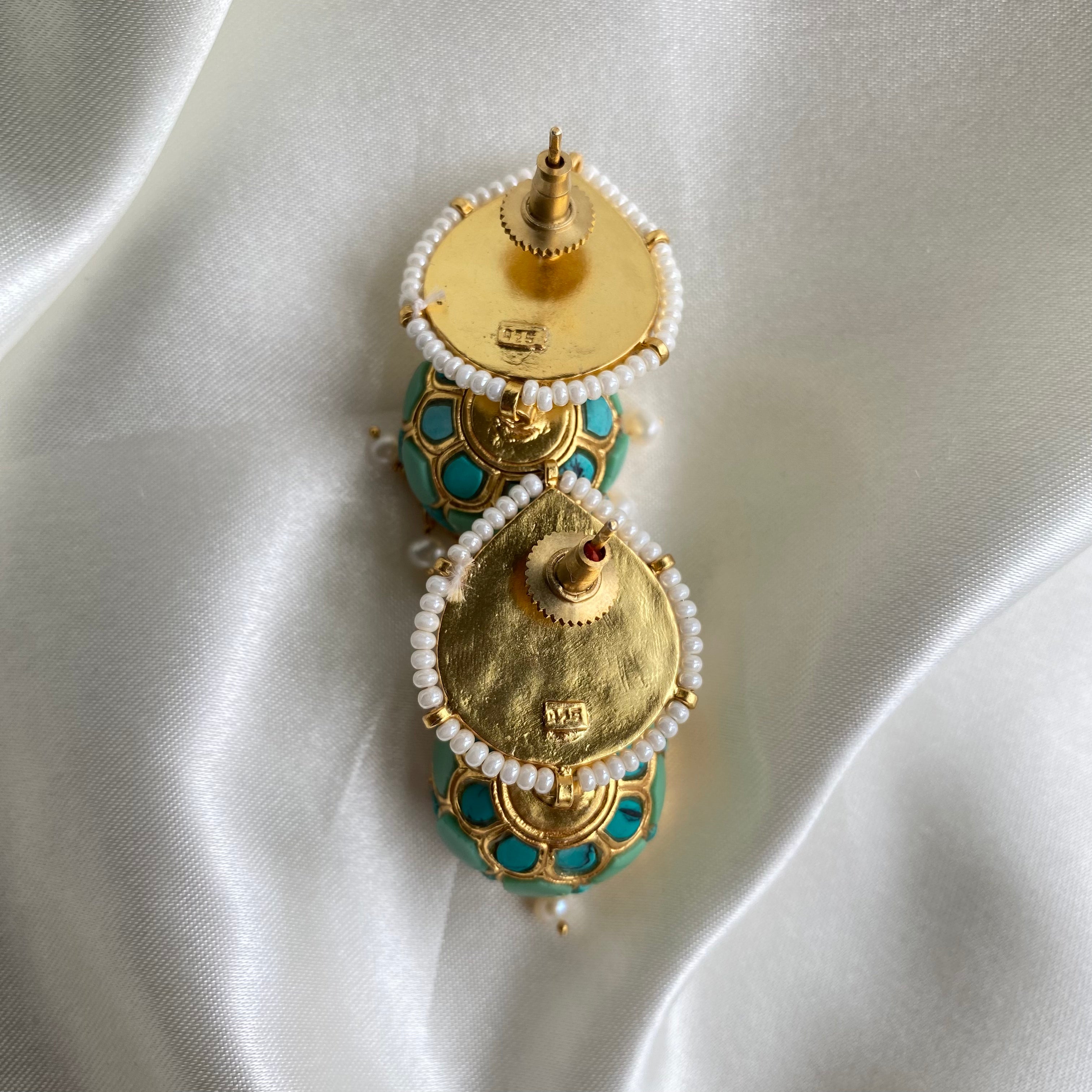 Charm Jhumkas - Turquoise
