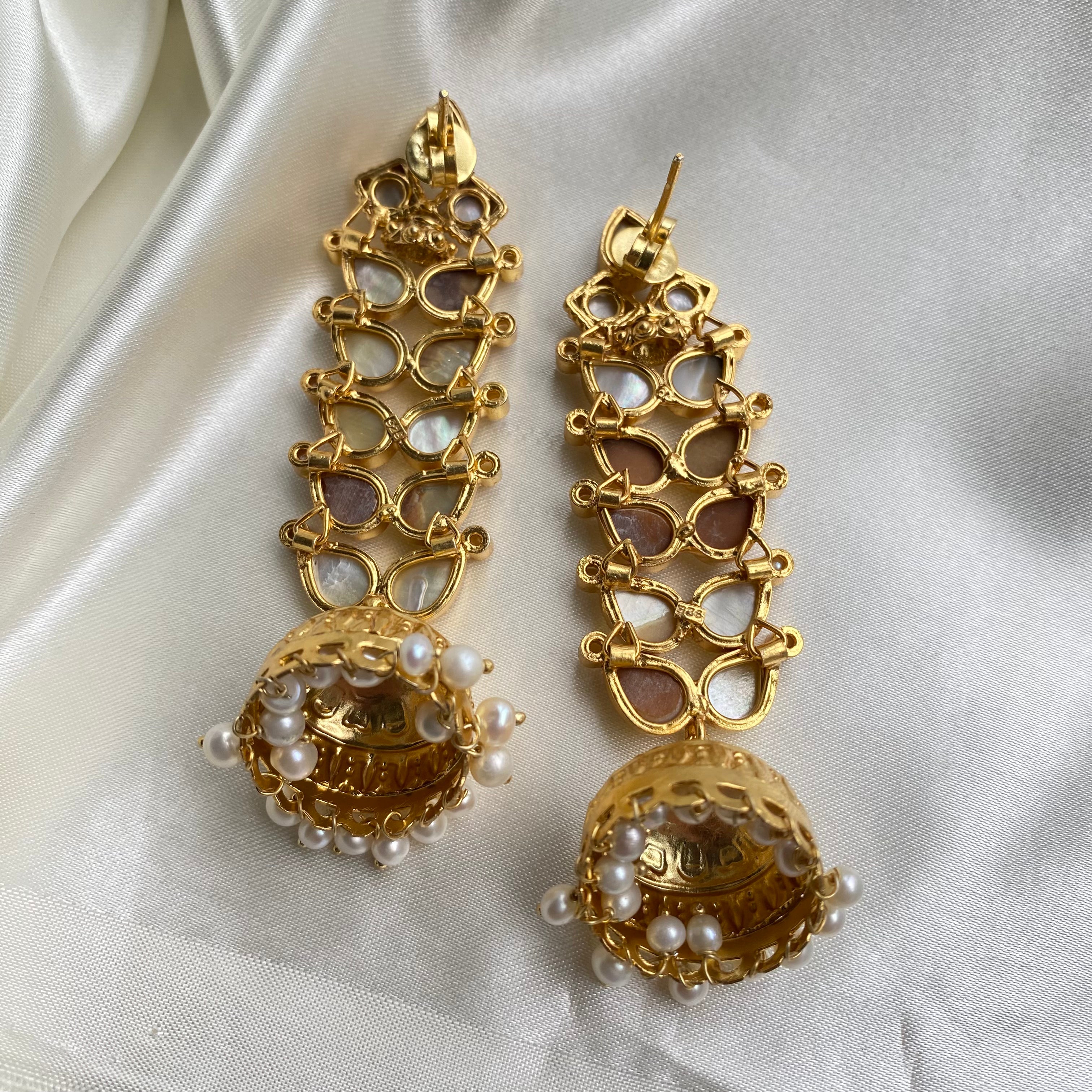 Leafy Luster Jhumka Earrings
