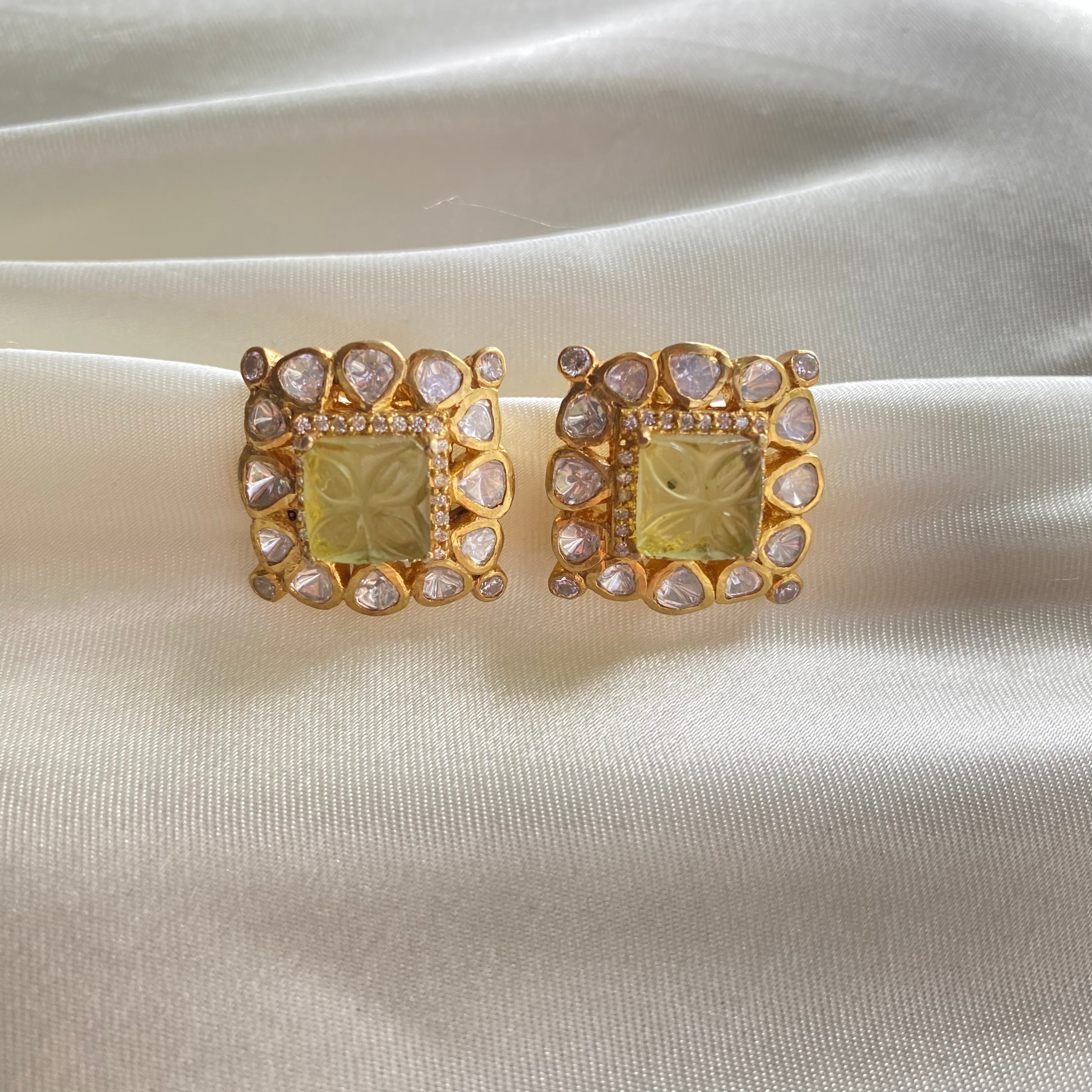 Lustrous Jade Square Studs