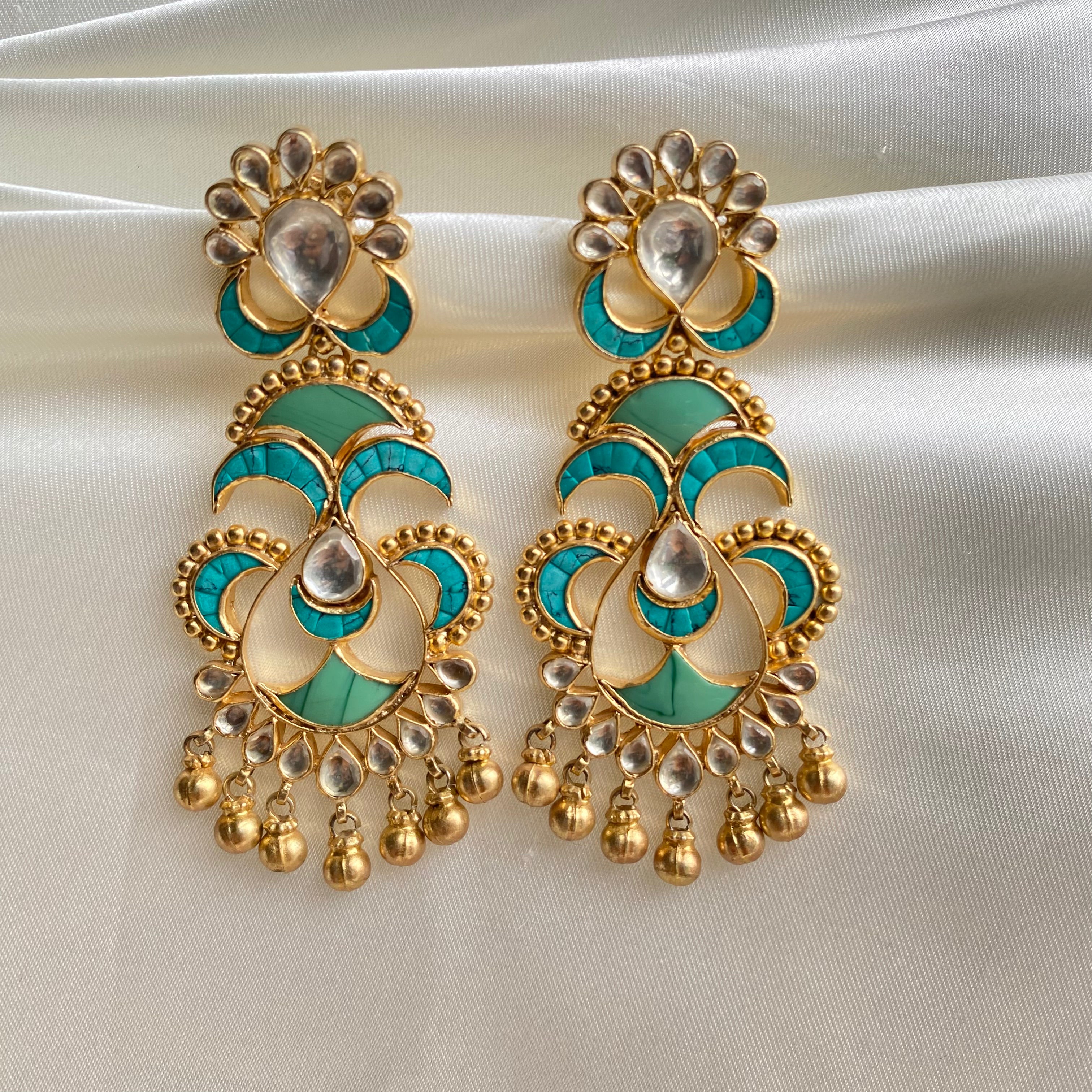 Twilight Crescent Earrings - Turquoise