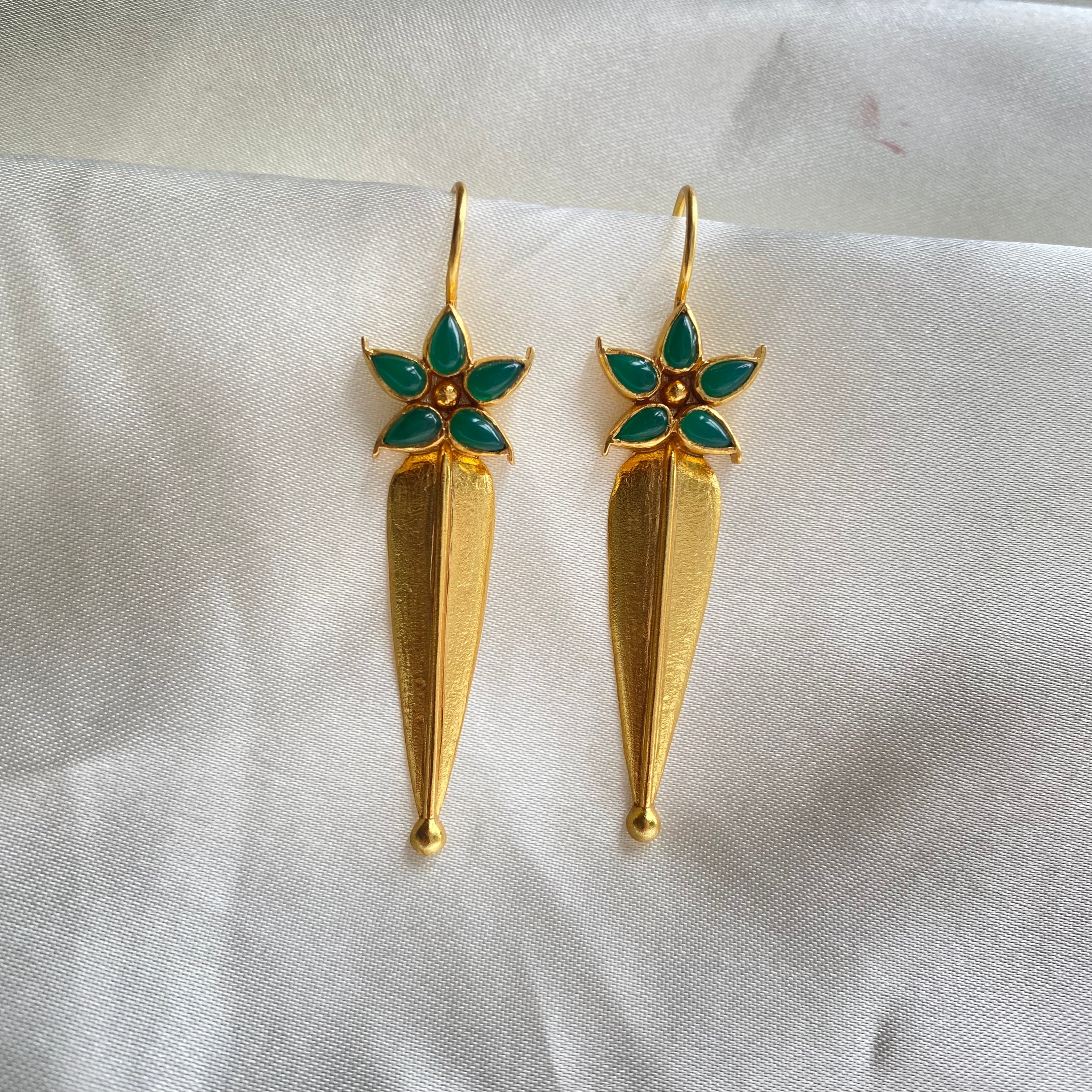 Gilded Flora Leaf Earrings