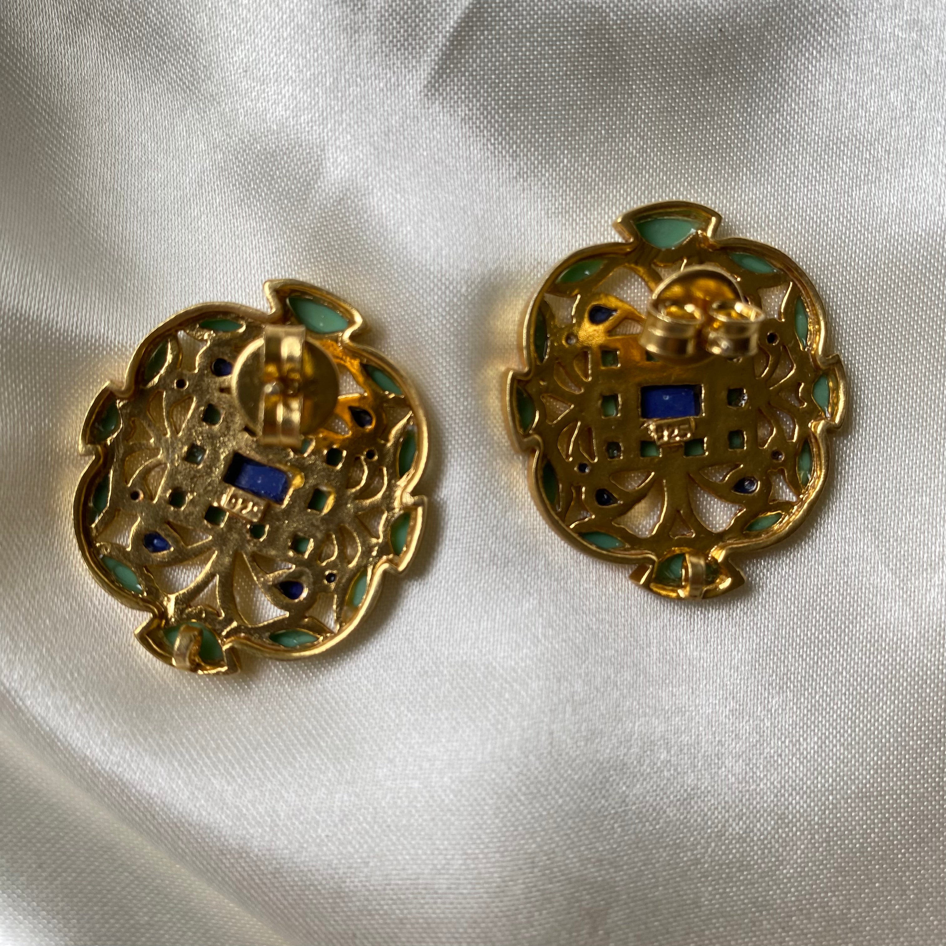 Geometric stud earrings - Turquoise and Dark Blue