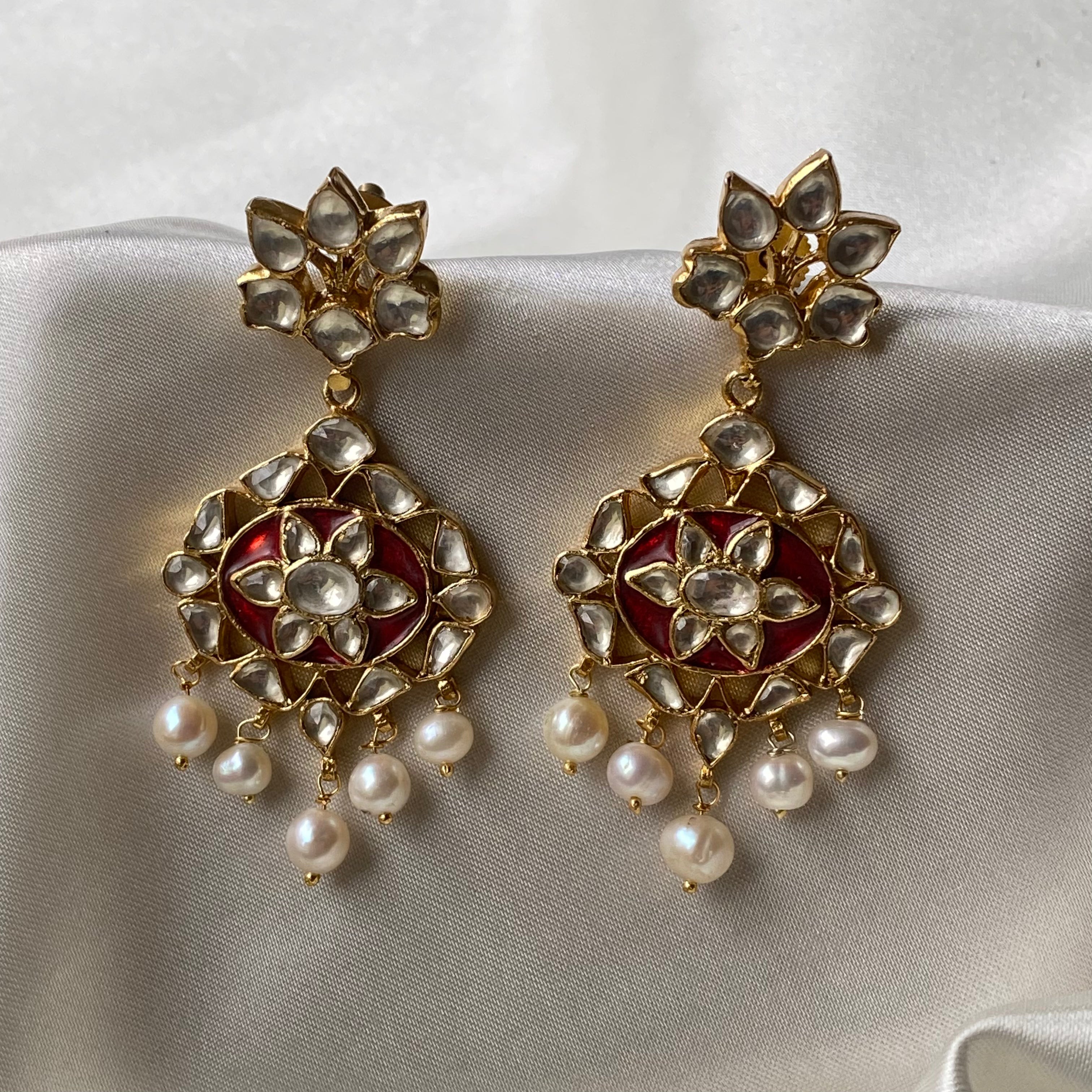 Meenakari Earrings - Red