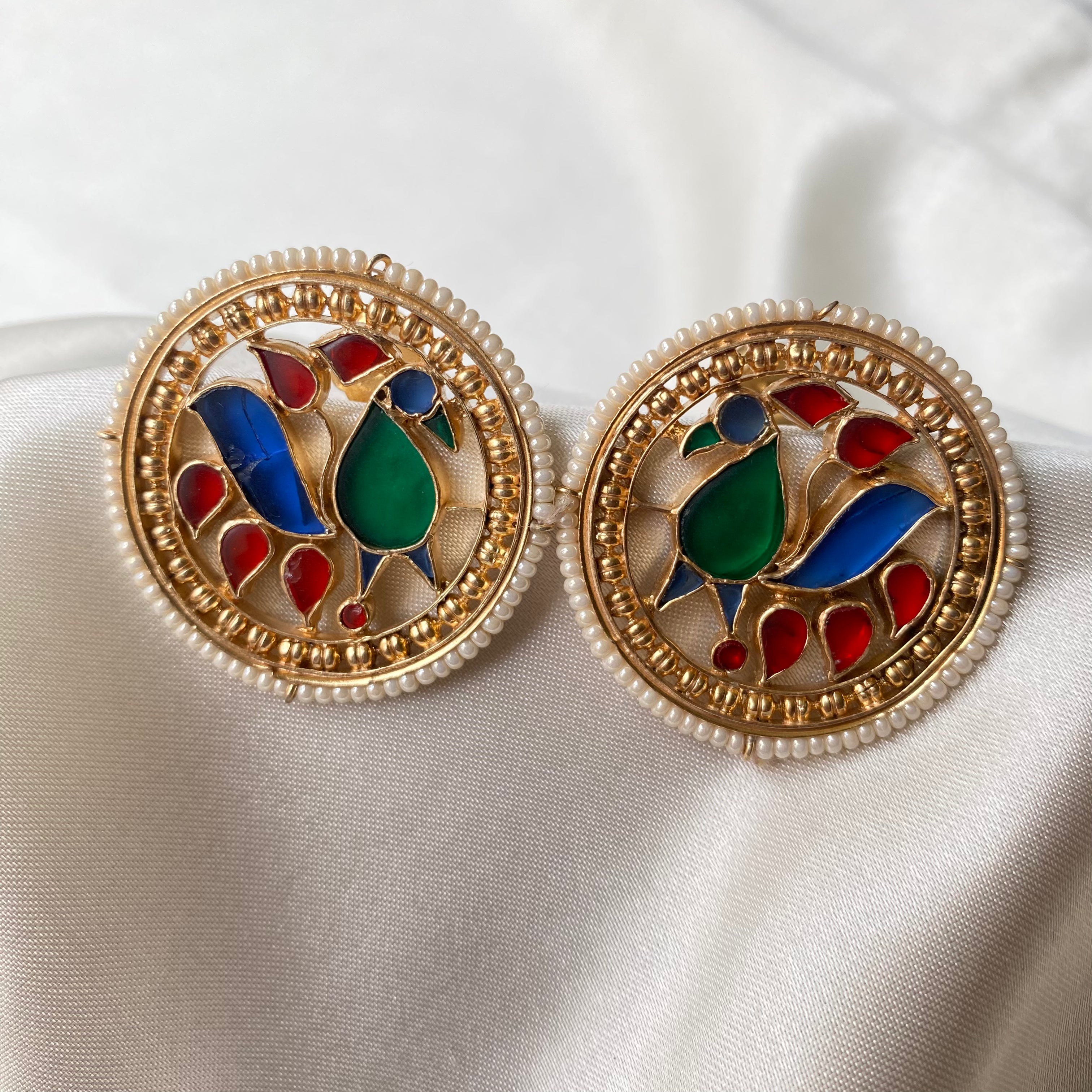 Dancing Peacock Studs