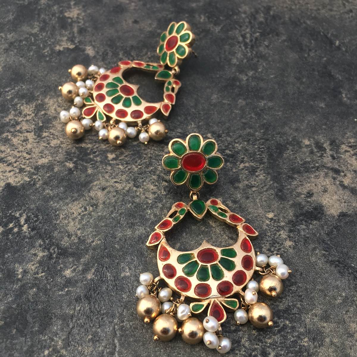 Paro Bali earrings Red & Green