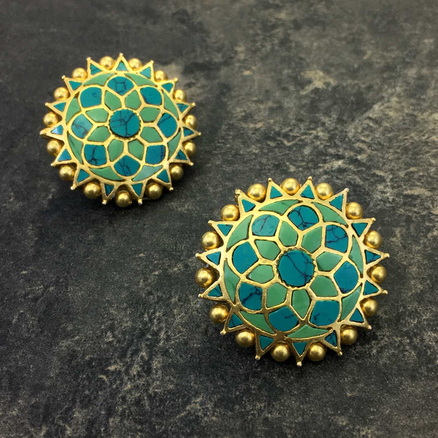 Mantra Studs with Golden Ball