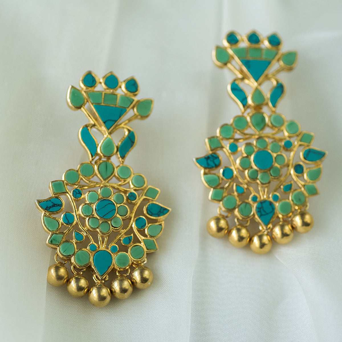Firoza Earrings - Turquoise Gold drop