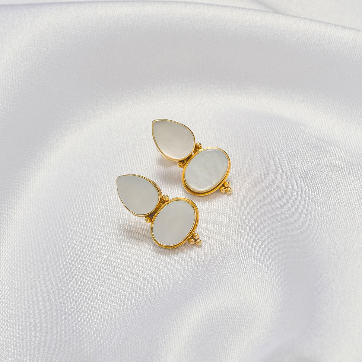 Mother of Pearl Iris Studs - Summer festive edit