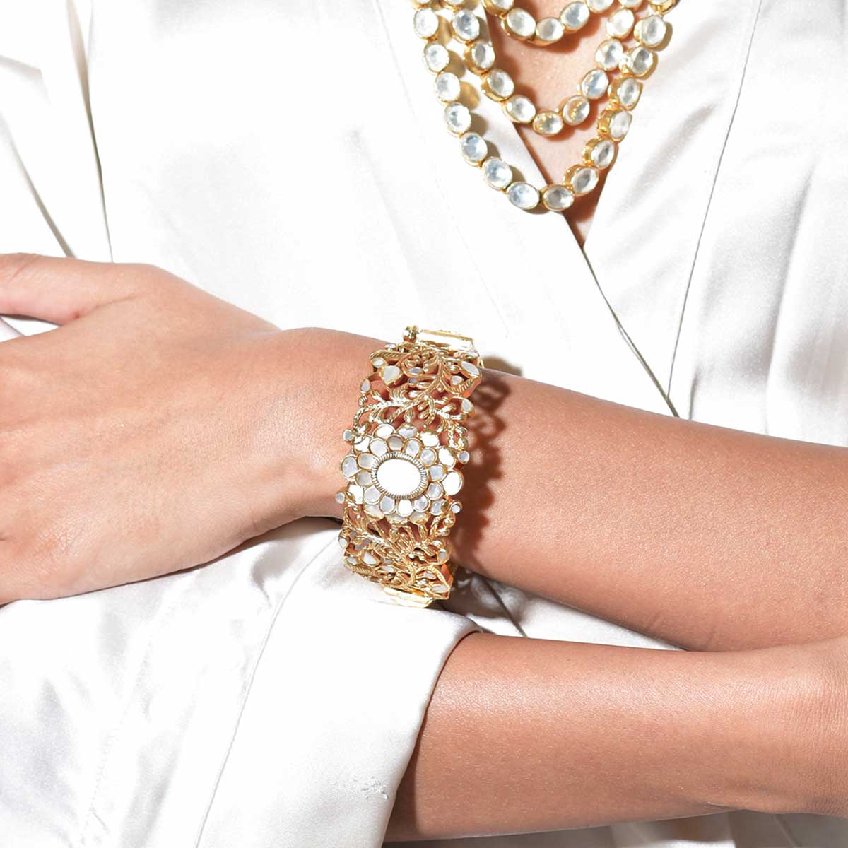 Mother of pearl baroque bangle