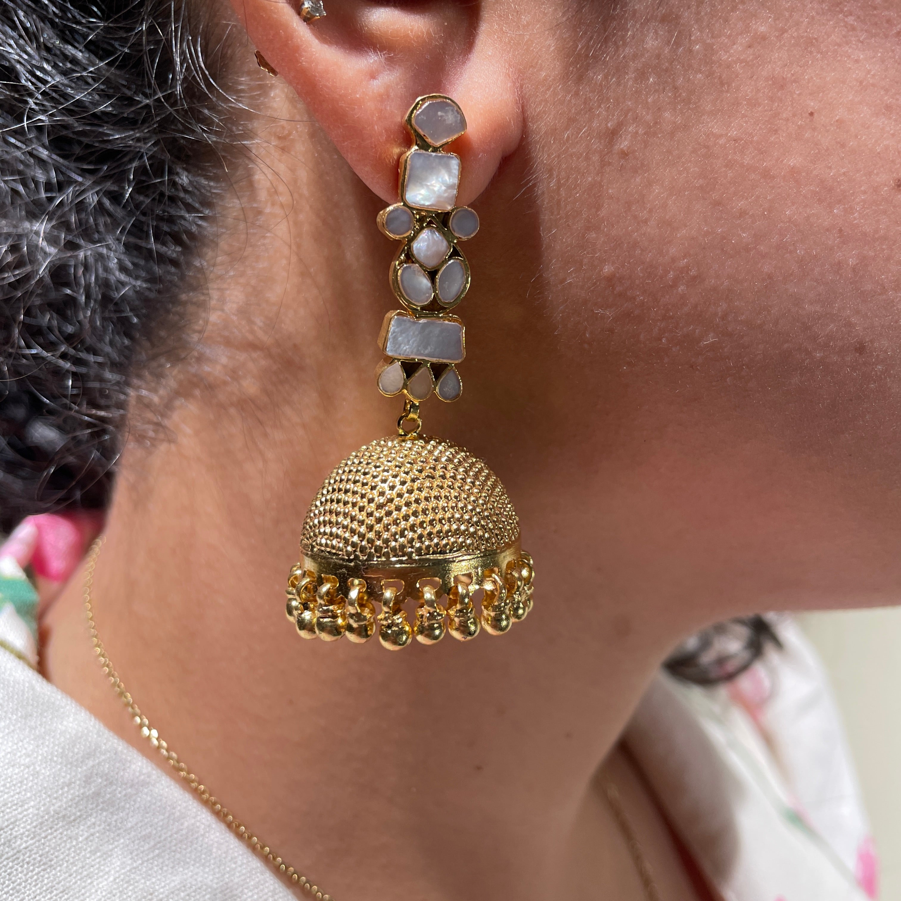 Cascade of Nacre Jhumkas