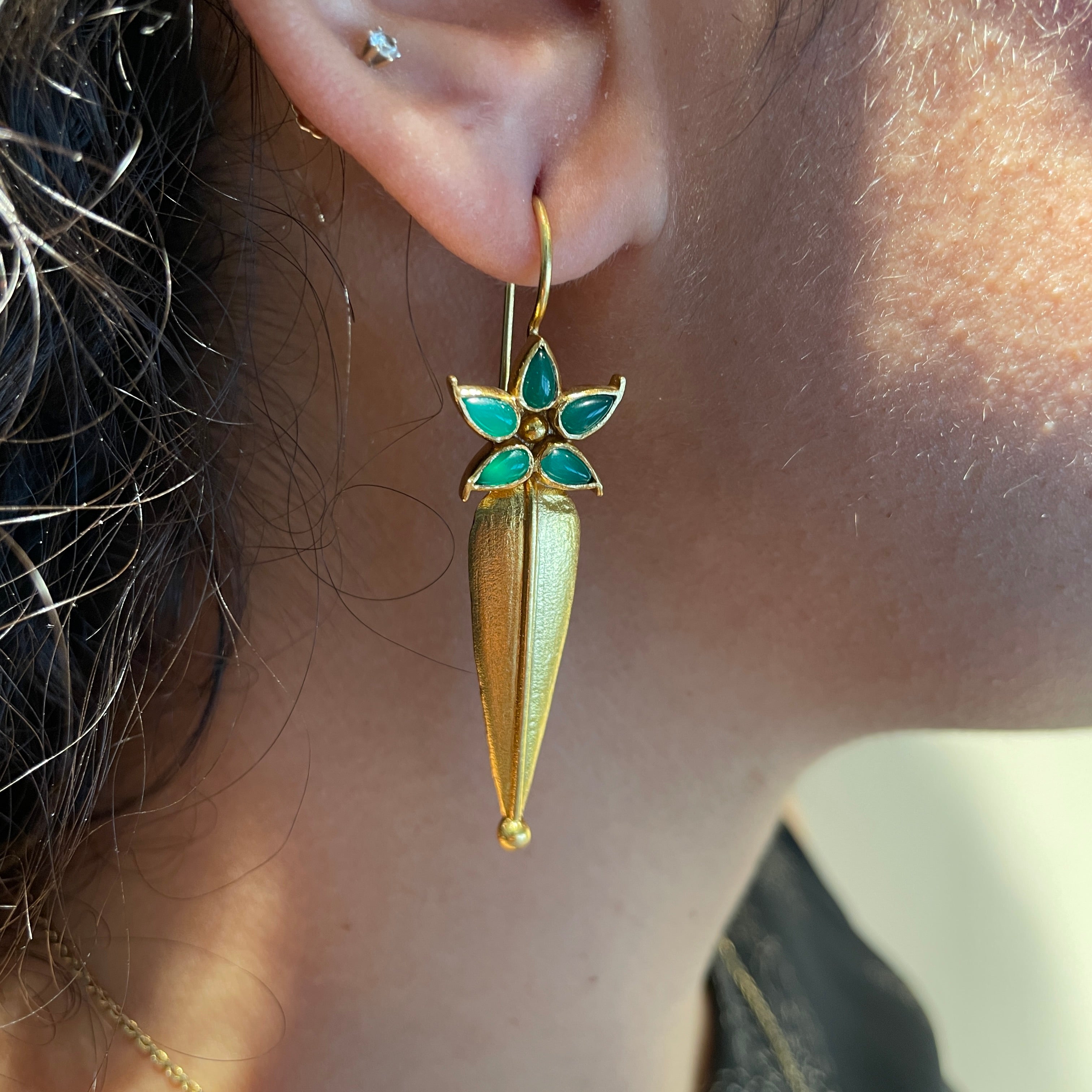 Gilded Flora Leaf Earrings