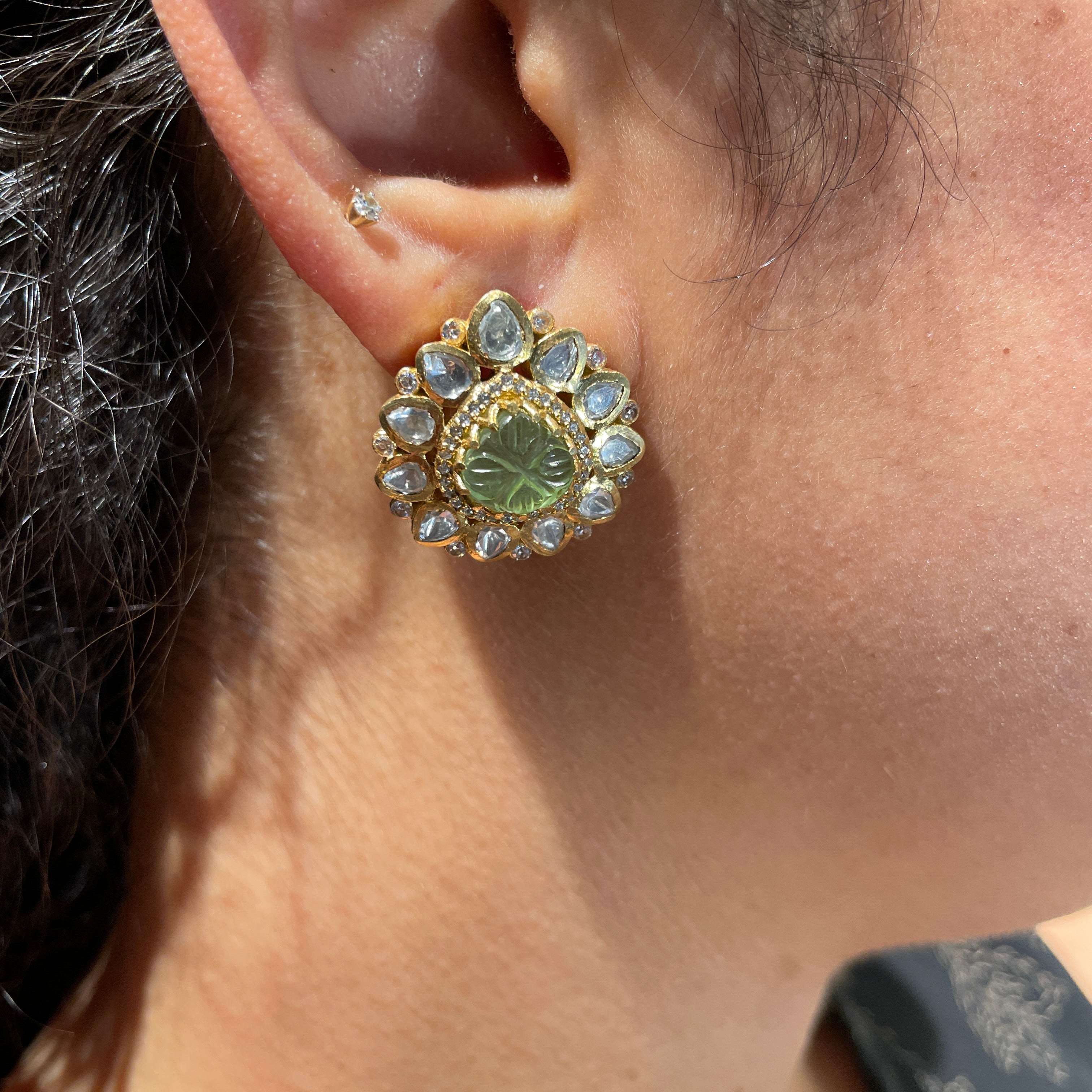 Lustrous Jade Teardrop Studs