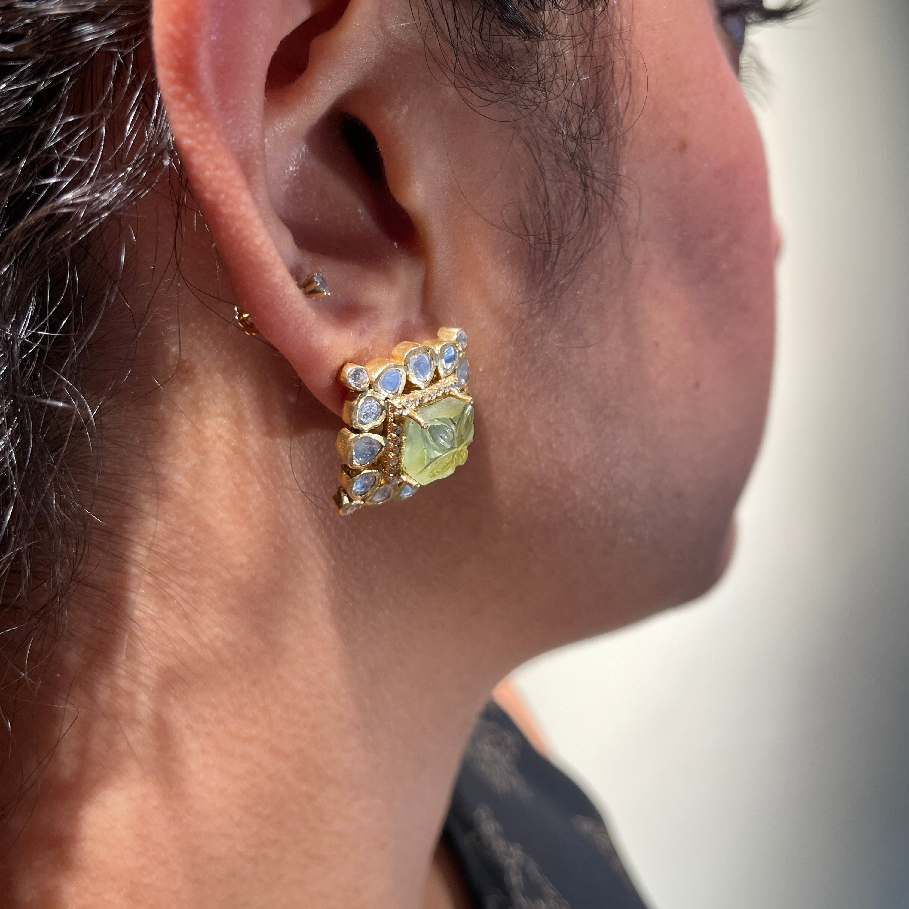 Lustrous Jade Square Studs