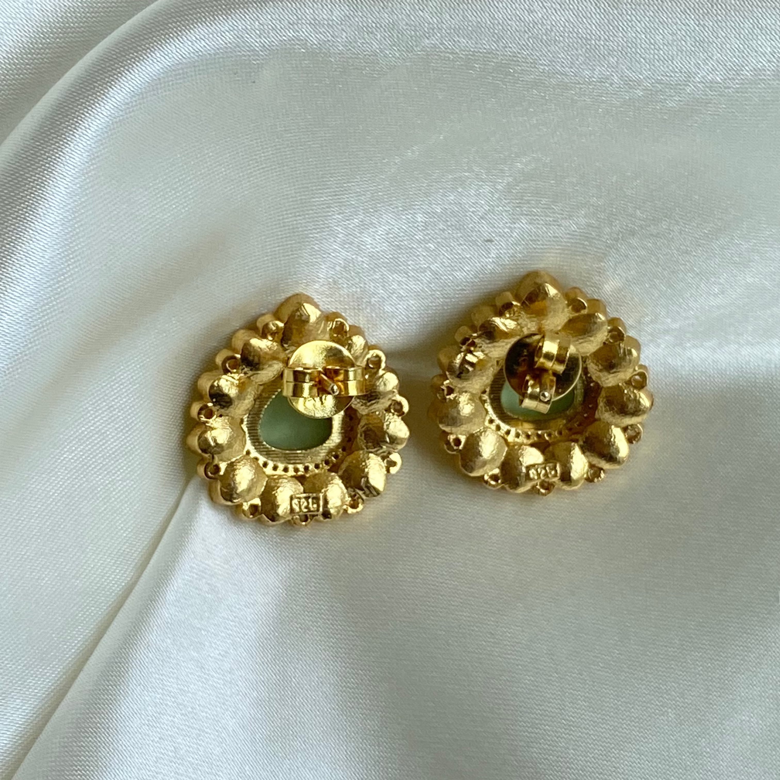 Lustrous Jade Teardrop Studs