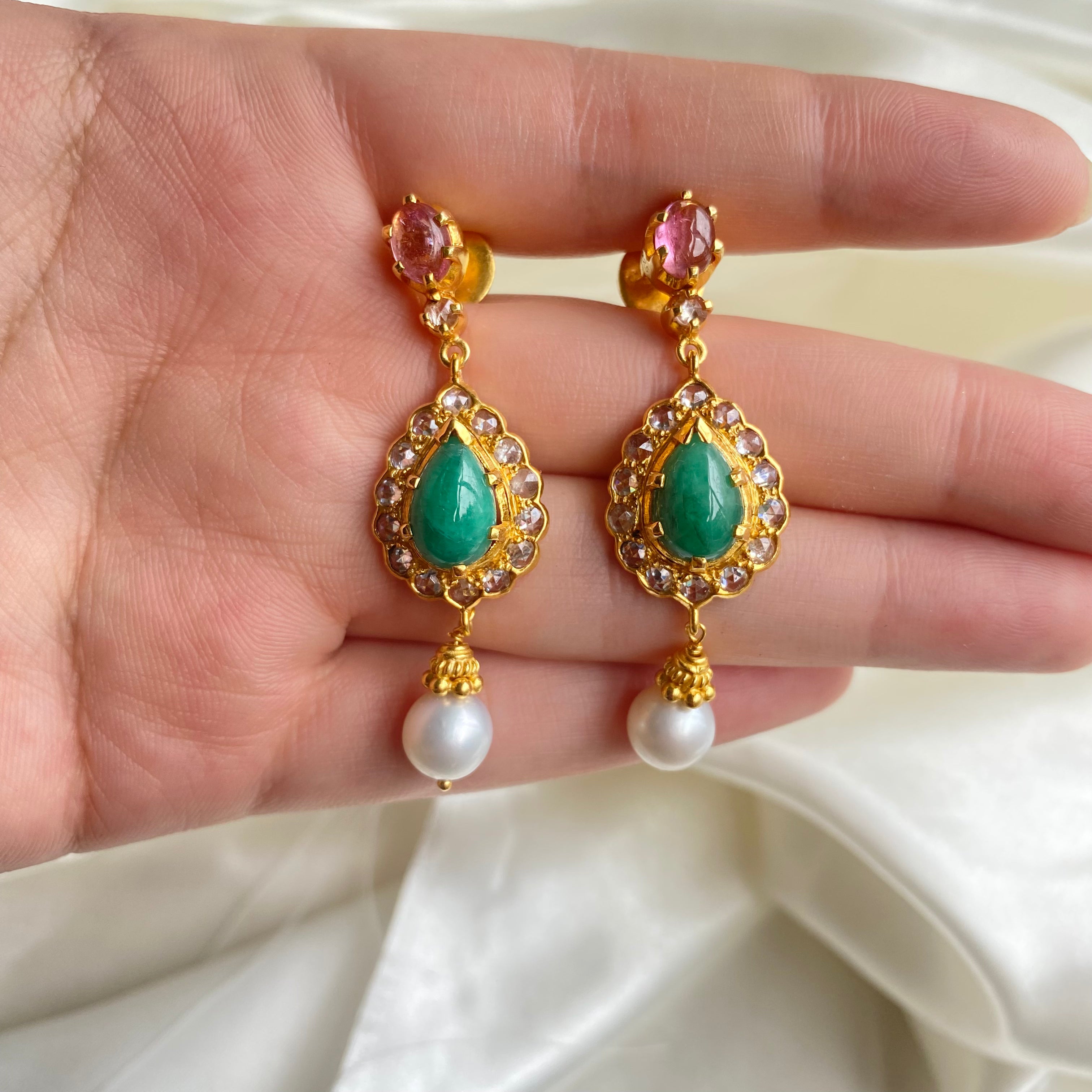 Blush Teardrop Gem Earrings