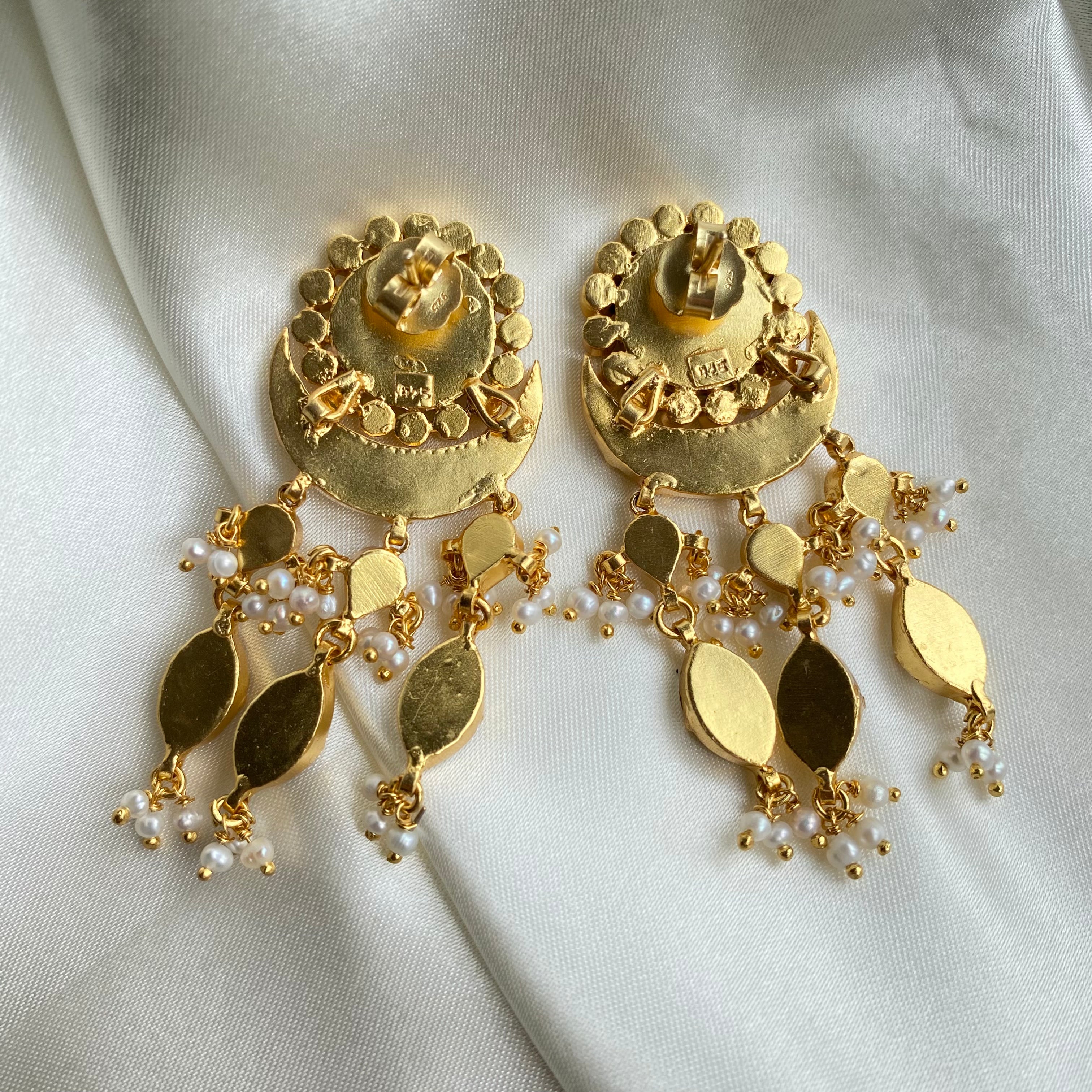 Kundan Crescendo Floral Wheel Earrings