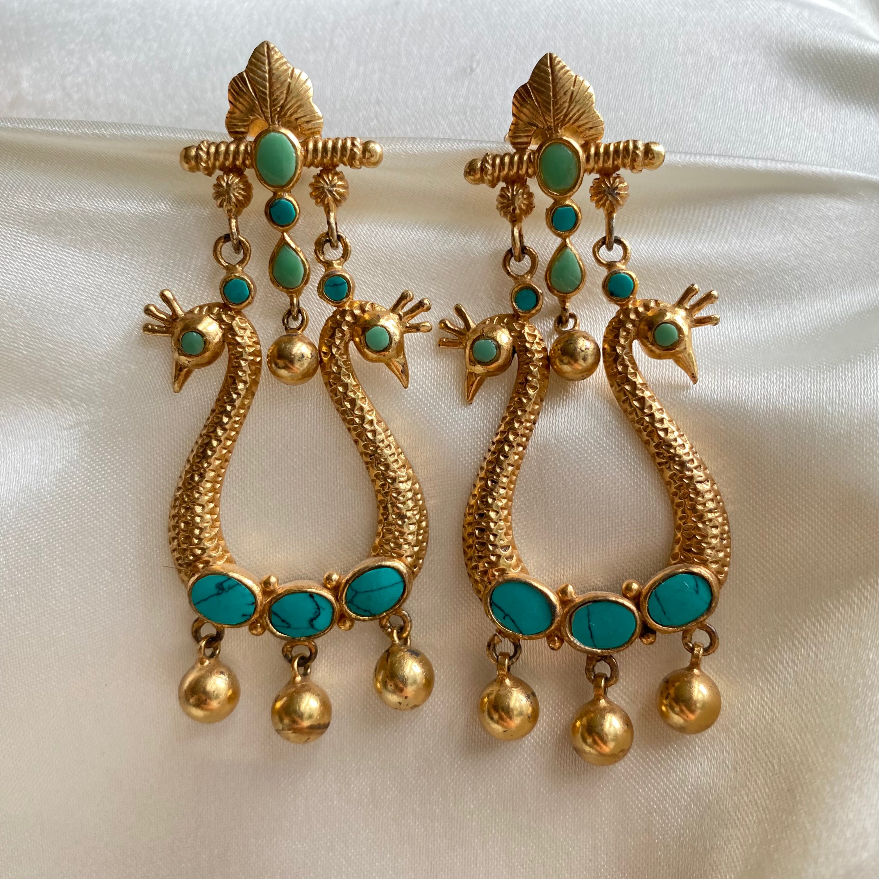 Navi Peacock Earrings - Turquoise