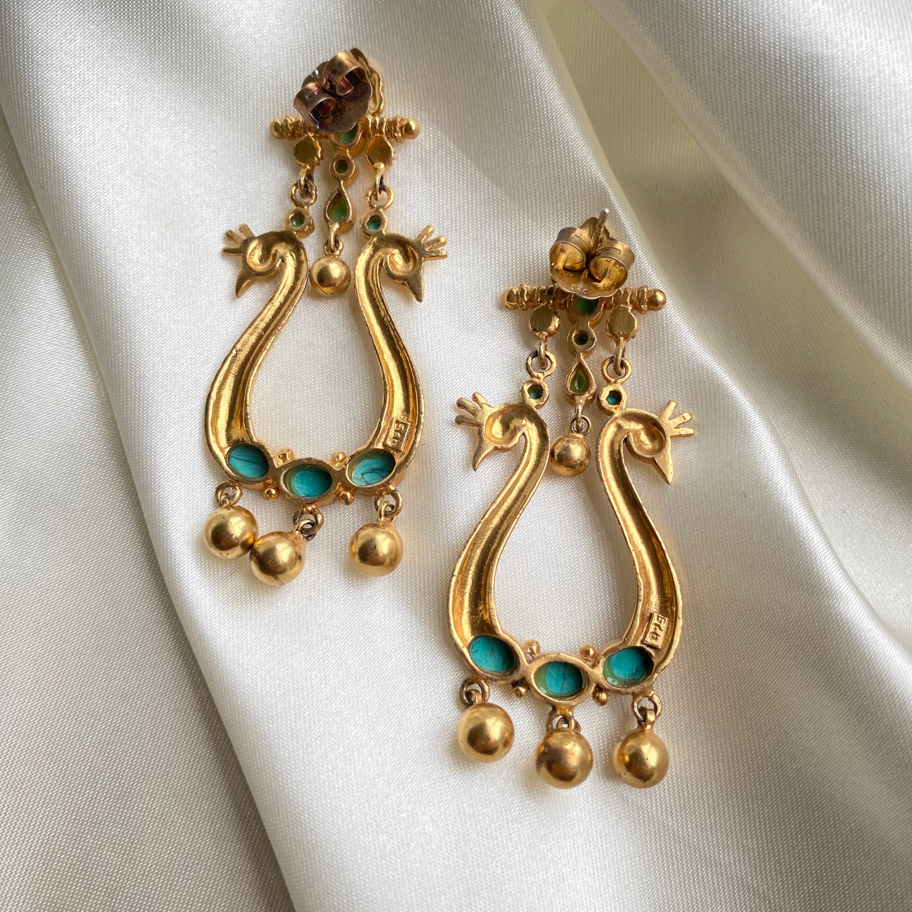 Navi Peacock Earrings - Turquoise