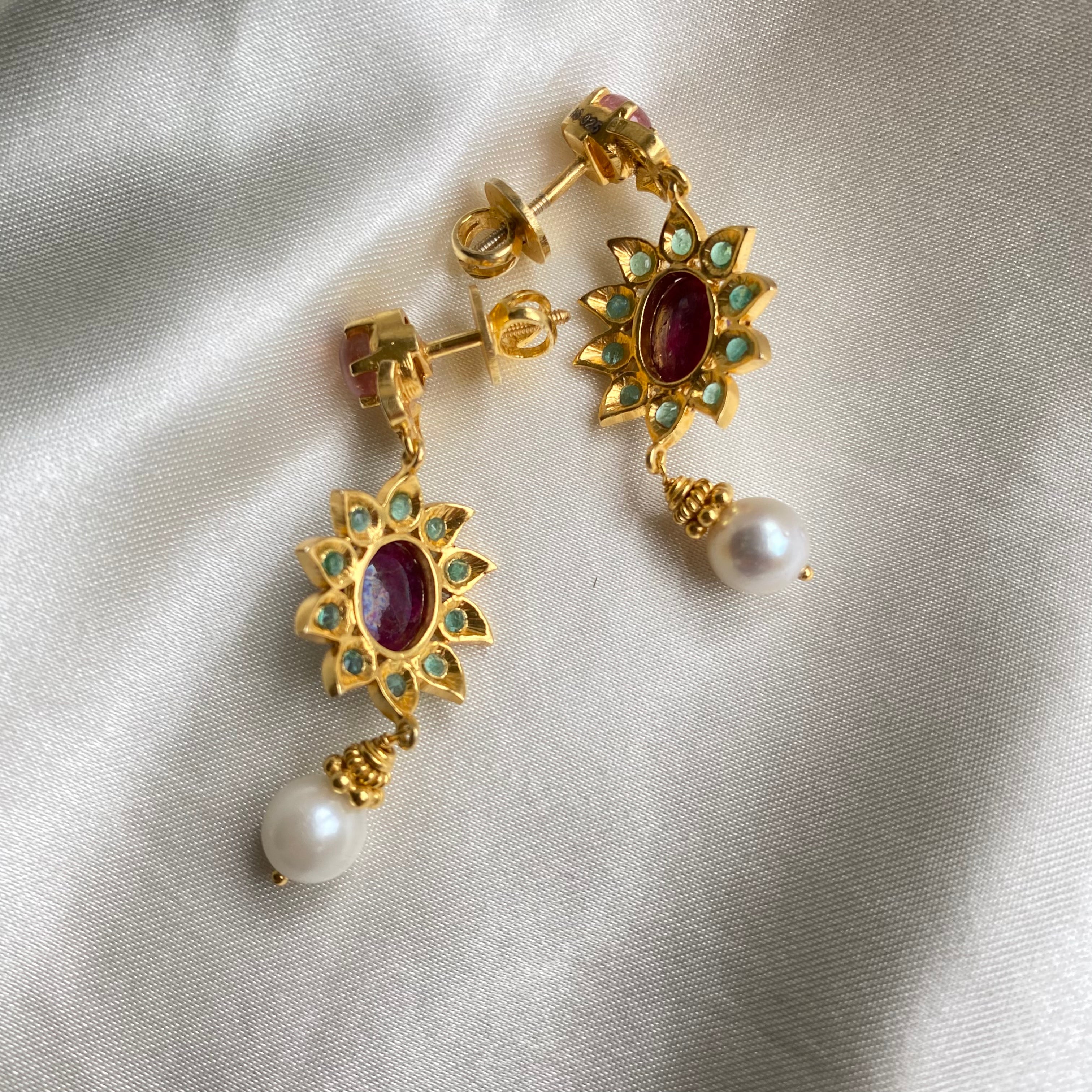 Blush Flower Gem Earrings