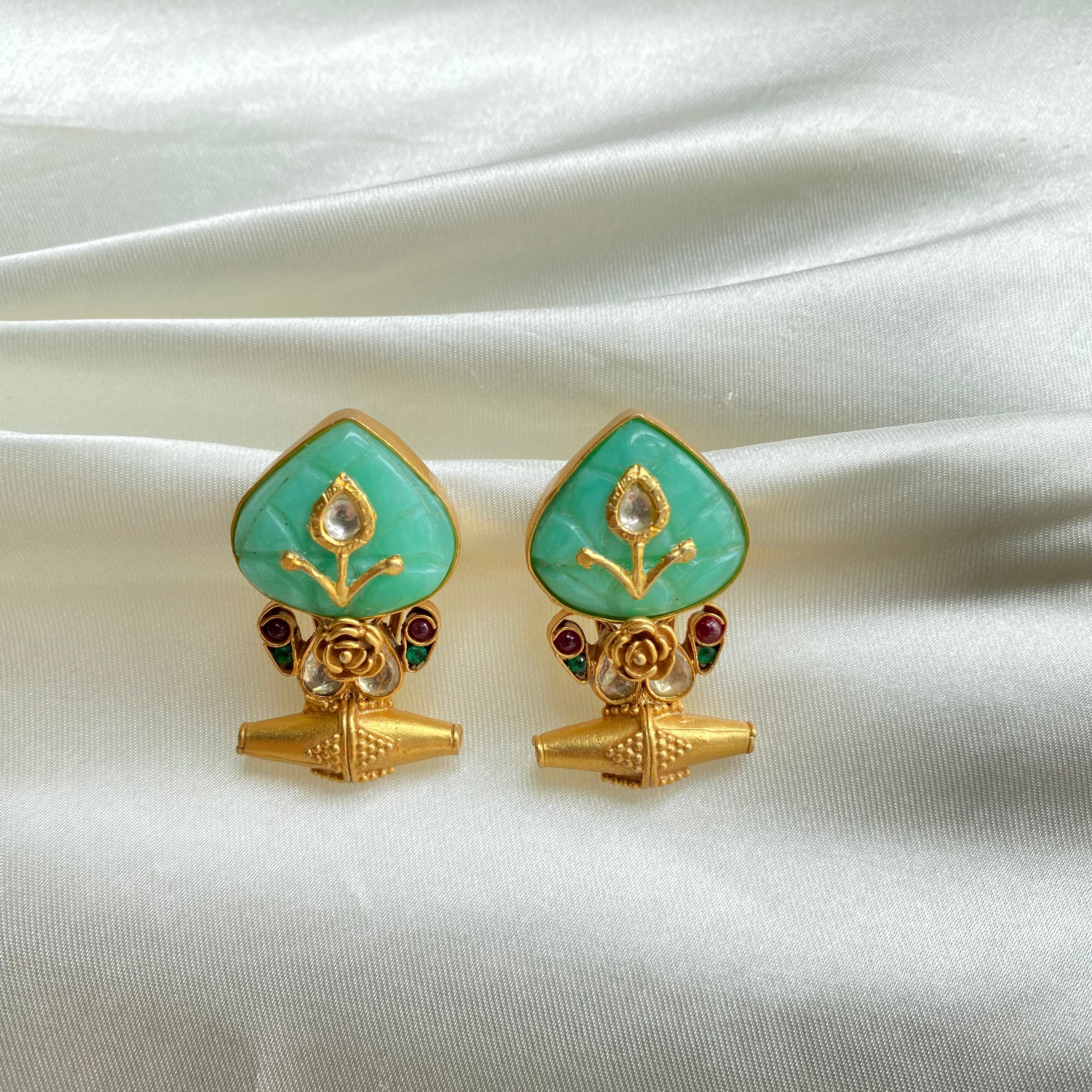 Turquoise Rose Teardrop Earrings