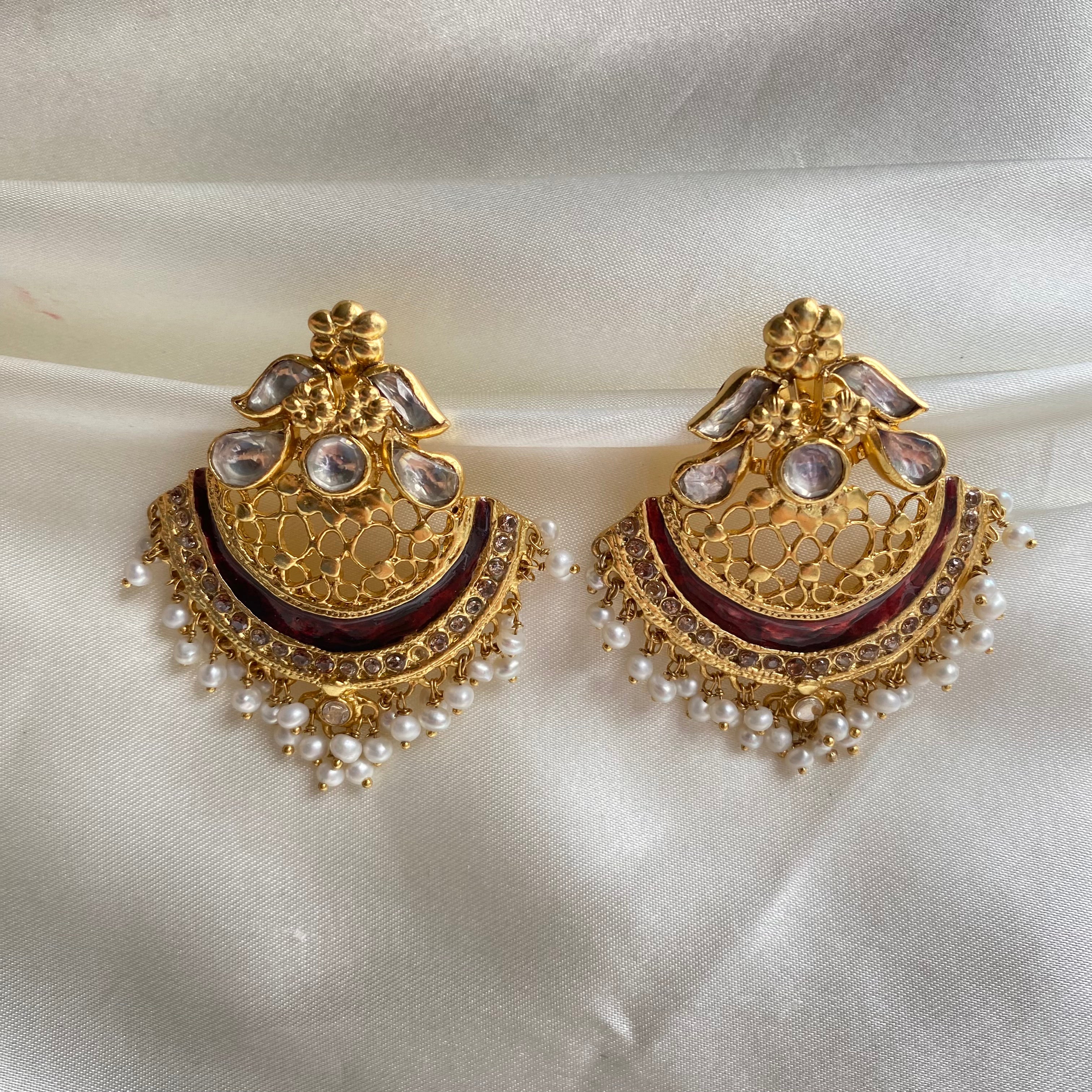 Crimson Crescent Earrings