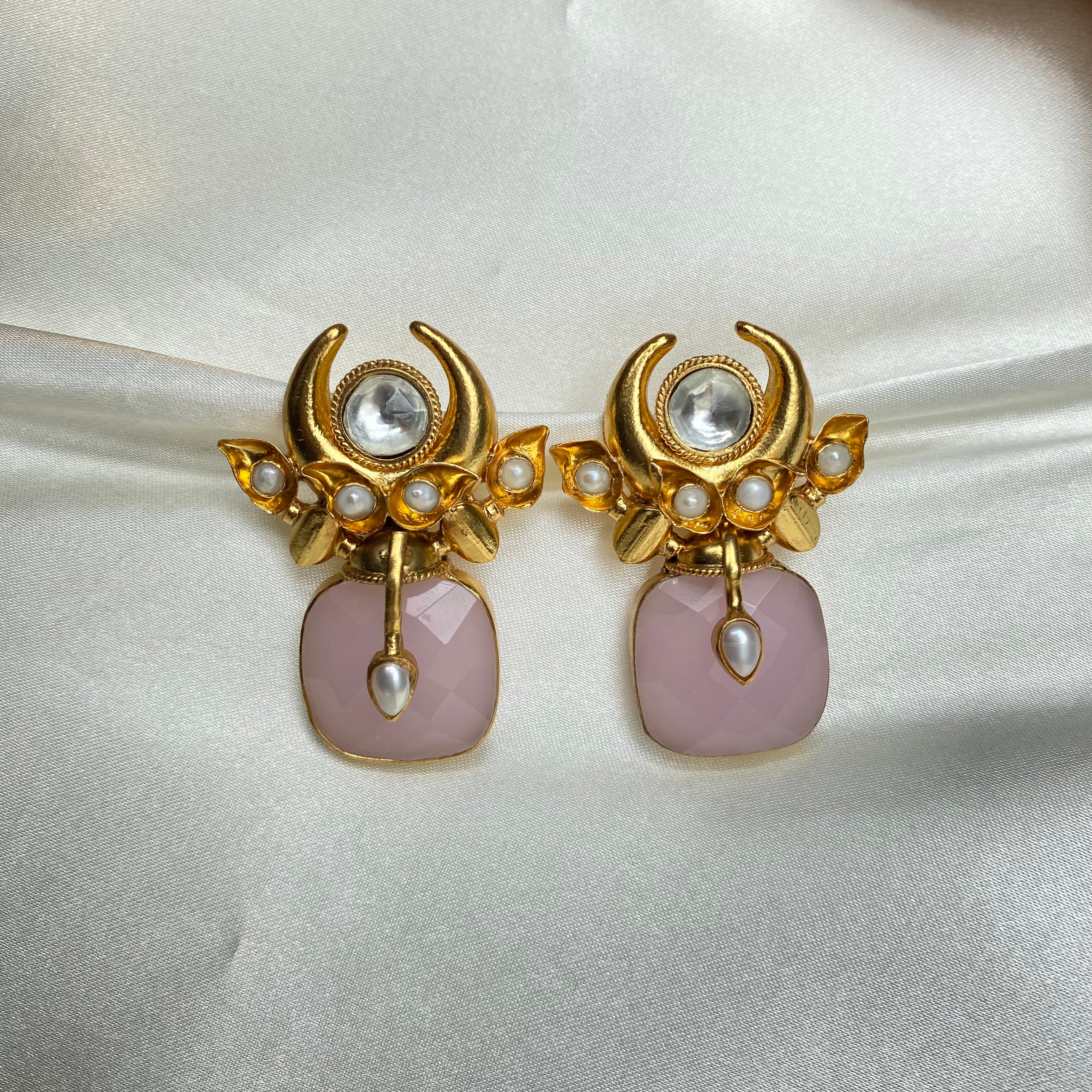 Devi Earrings - Rose Quartz