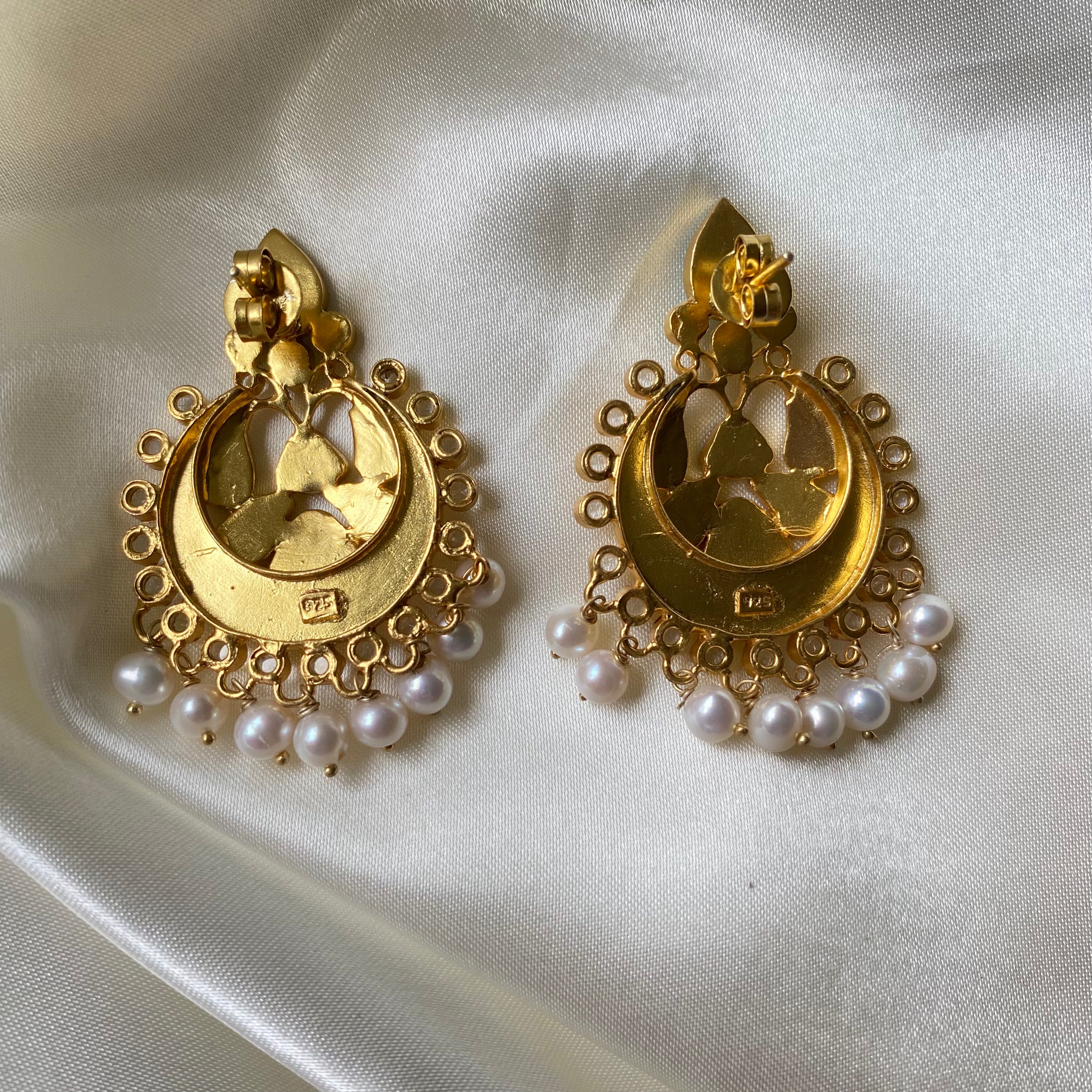 Drop Earrings - Turquoise with pearl drops