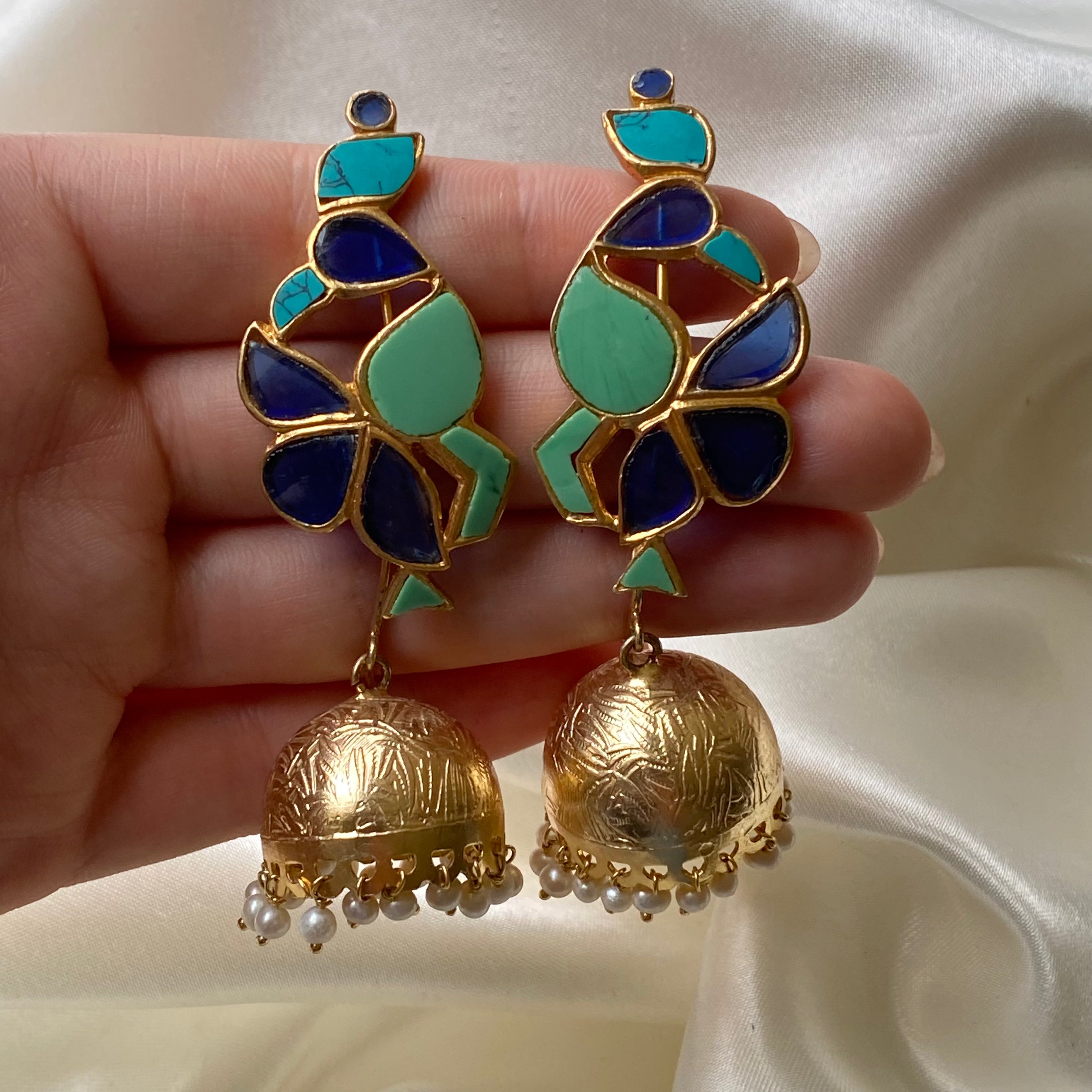Peacock Plumage Jhumkas