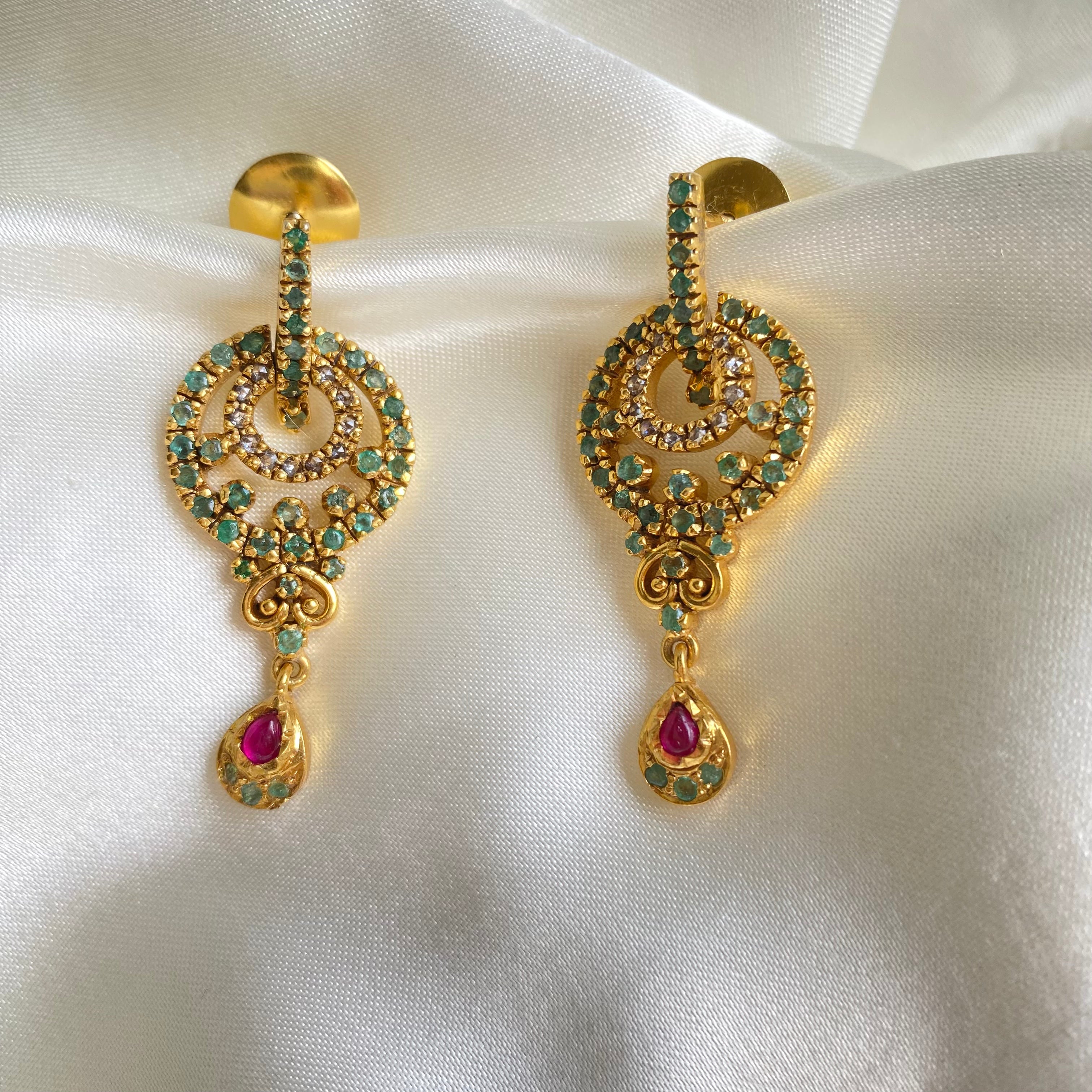 Emerald Orbit Droplet Earrings