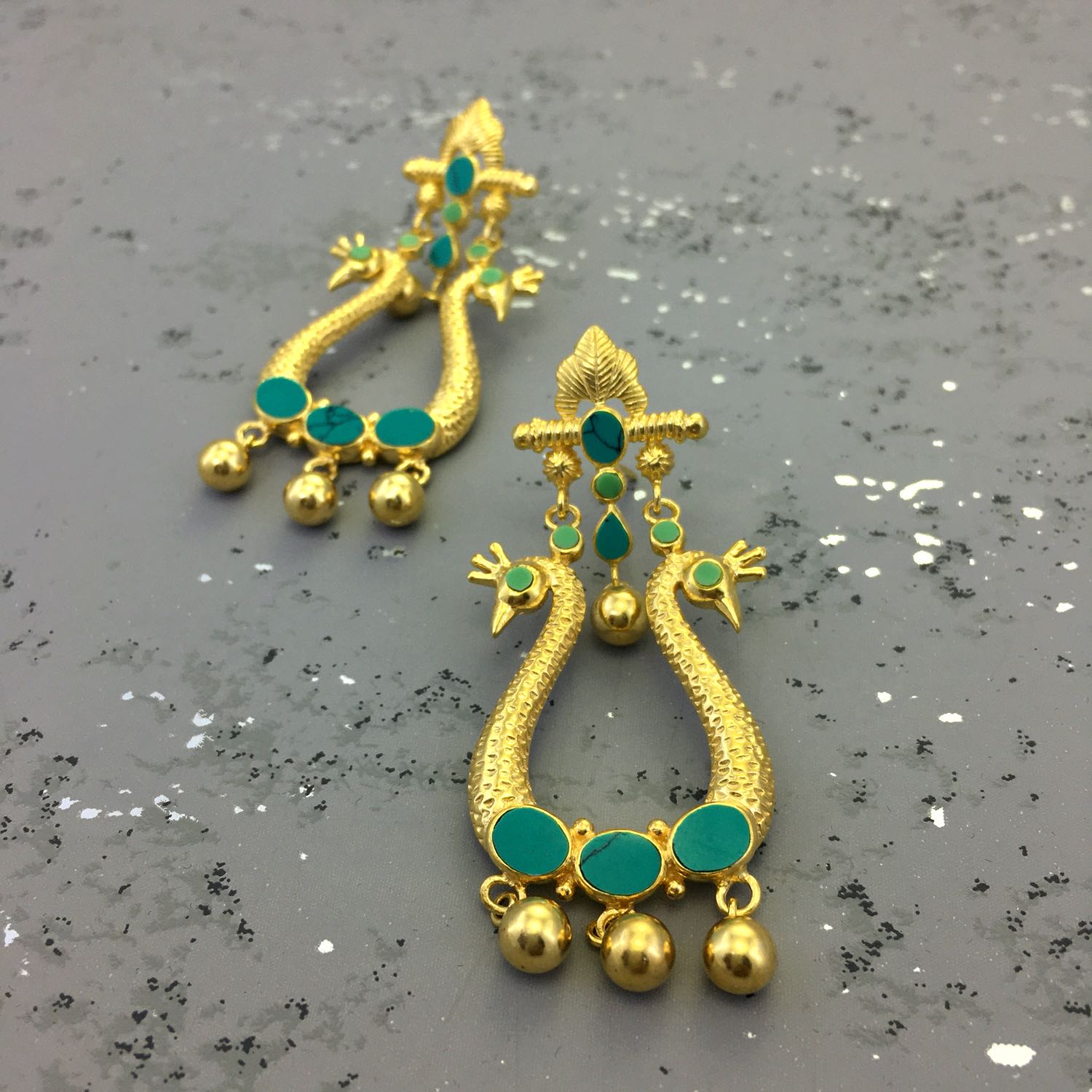 Navi Peacock Earrings - Turquoise