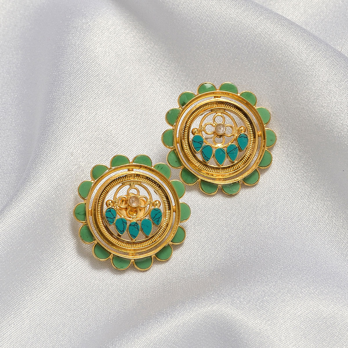 Turquoise Jheel Studs  - Summer festive edit